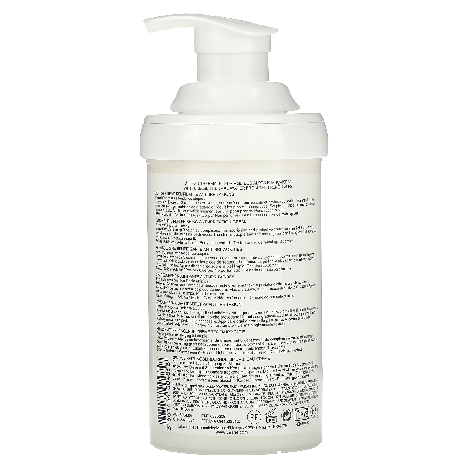 Uriage, Xemose, Восстанавливающий липиды крем против раздражения, без отдушек, 13,5 жидких унций (400 мл)