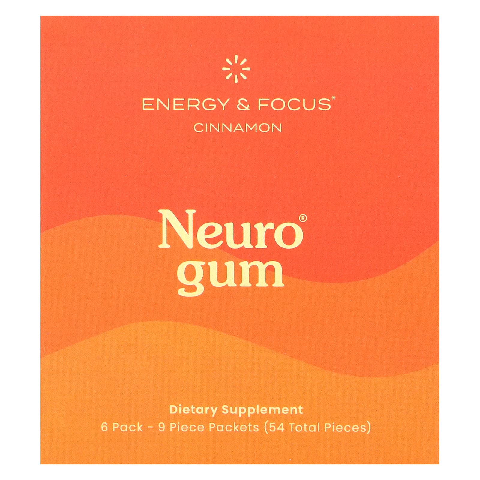 NeuroGum, Energy & Focus, корица, 6 пакетиков по 9 шт.