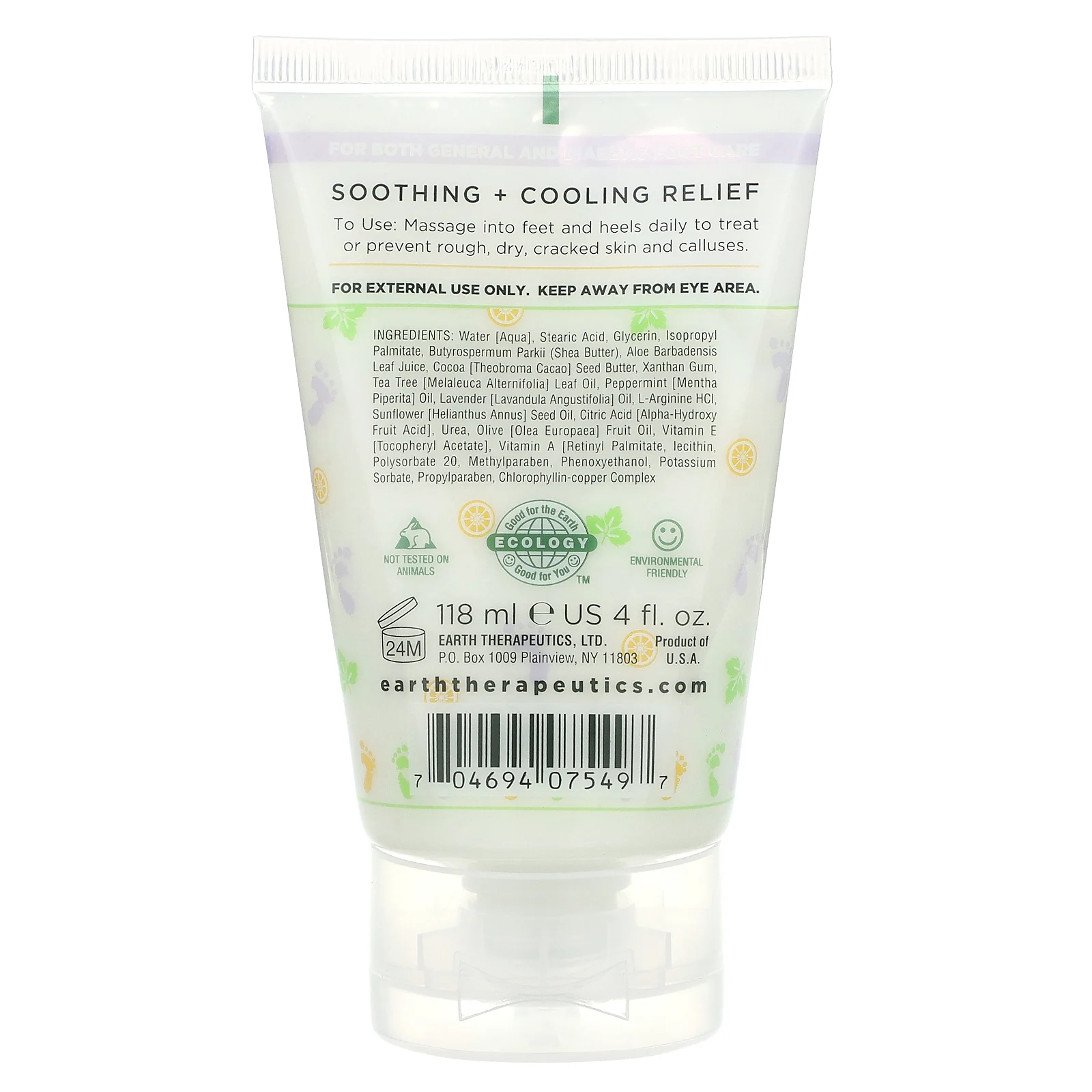 Earth Therapeutics, Intensive Heel Repair, для сухой, потрескавшейся пятки, 118 мл (4 жидк. Унции)