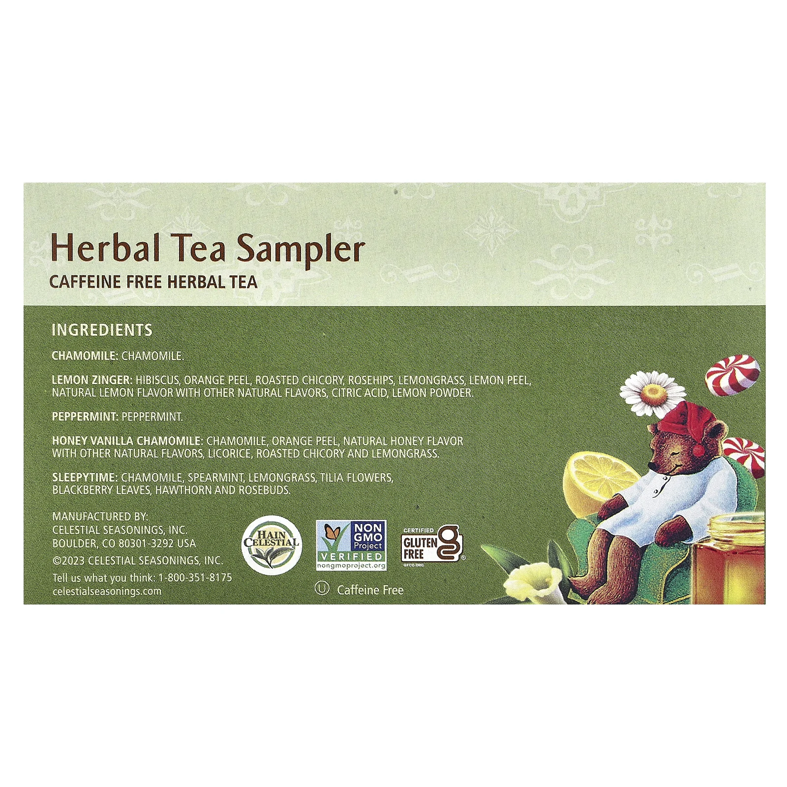 Celestial Seasonings, набор травяных чаев, без кофеина, 5 вкусов, 18 чайных пакетиков, 30 г (1,0 унция)
