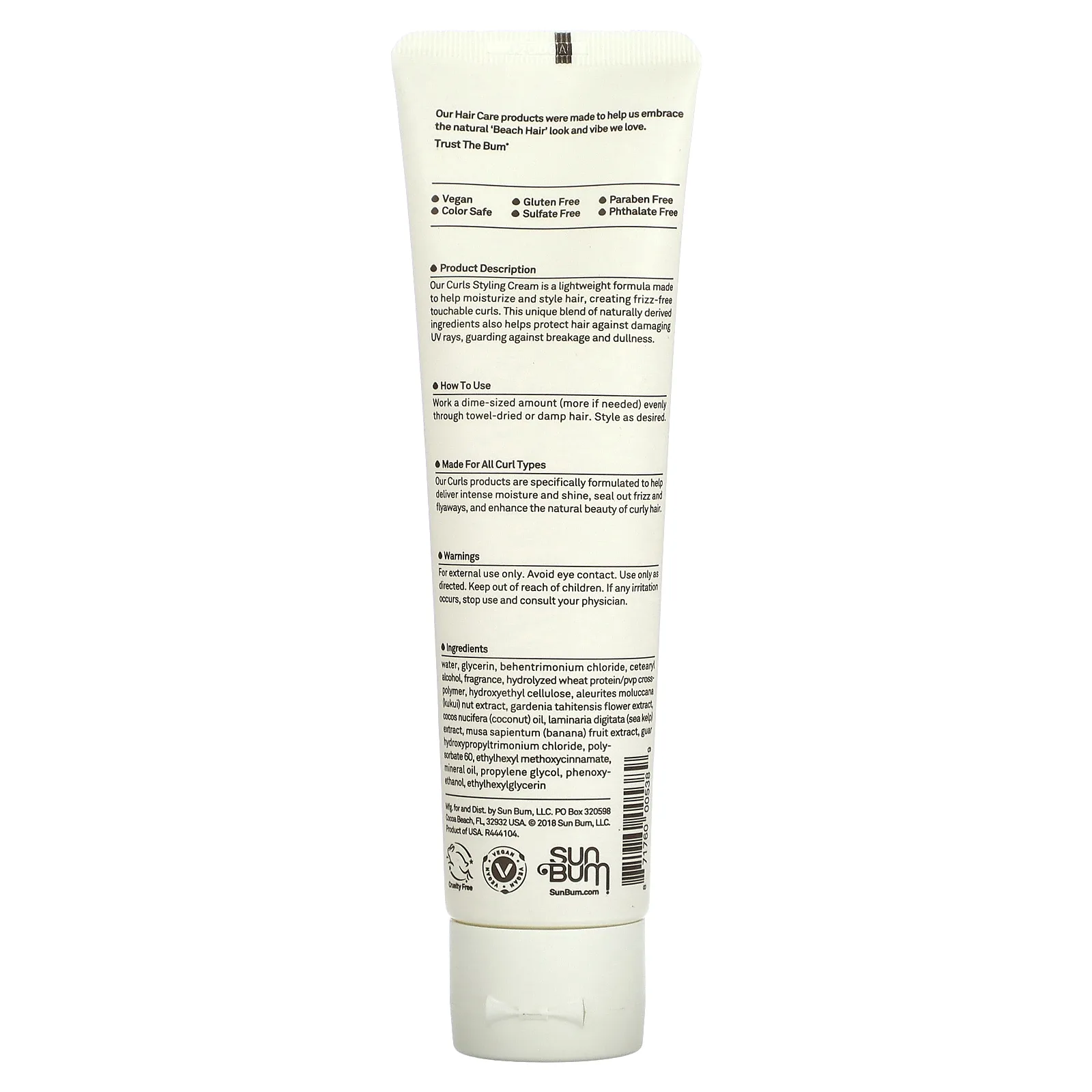 Sun Bum, Крем для укладки кудрей, 148 мл (5 жидк. Унций)