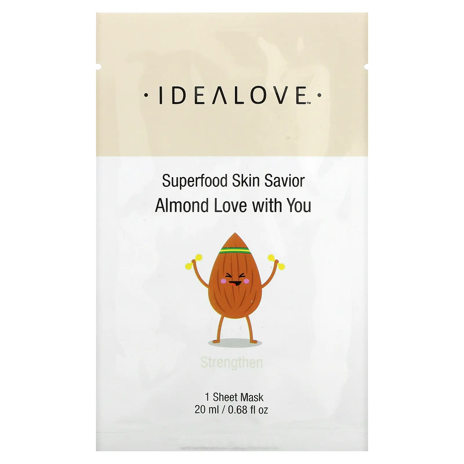 Idealove, Superfood Skin Savior, Almond Love with You, 1 тканевая маска, 20 мл (0,68 жидк. Унции)