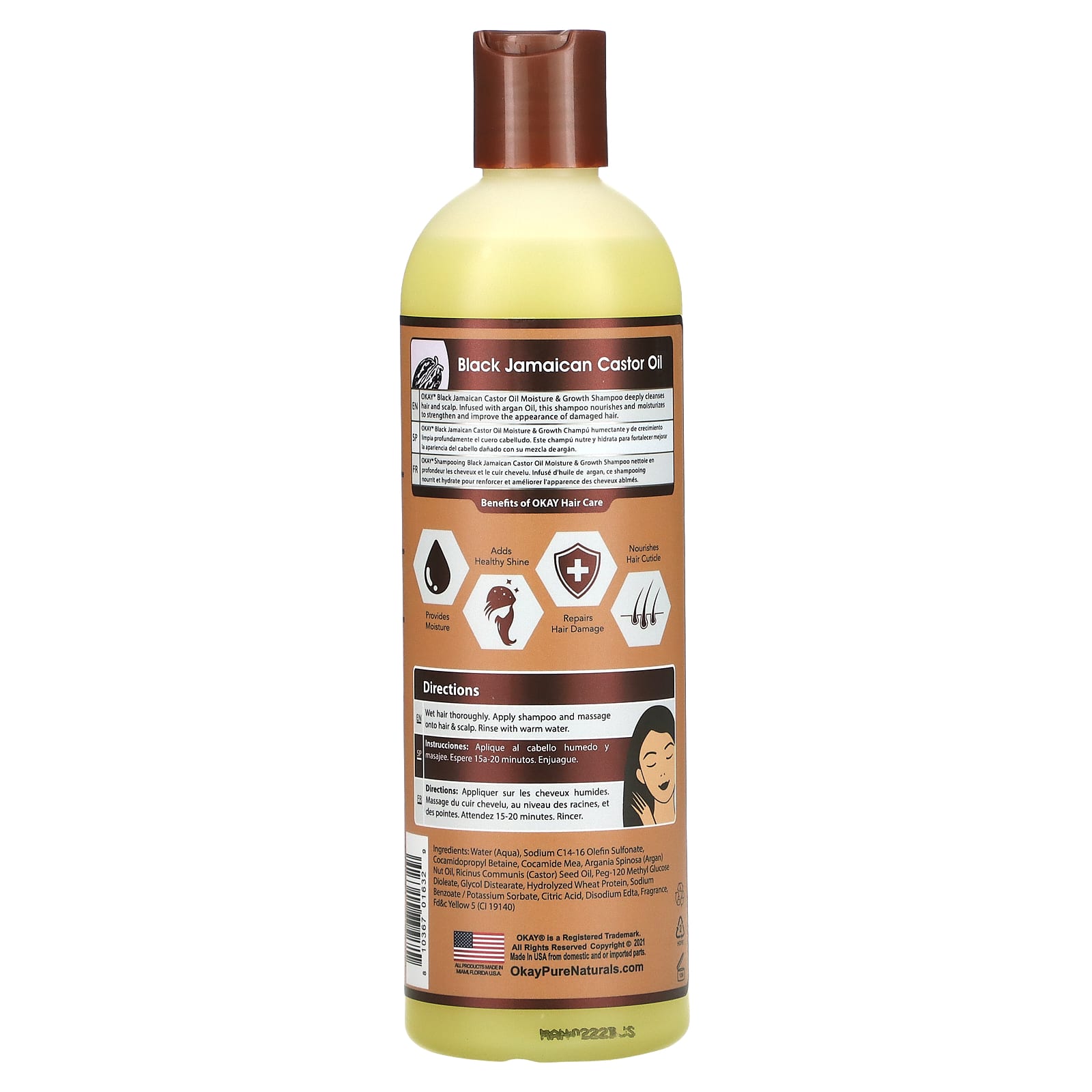 Okay Pure Naturals, Black Jamaican Castor Oil, черное ямайское касторовое масло, шампунь, 355 мл (12 жидк. унций)