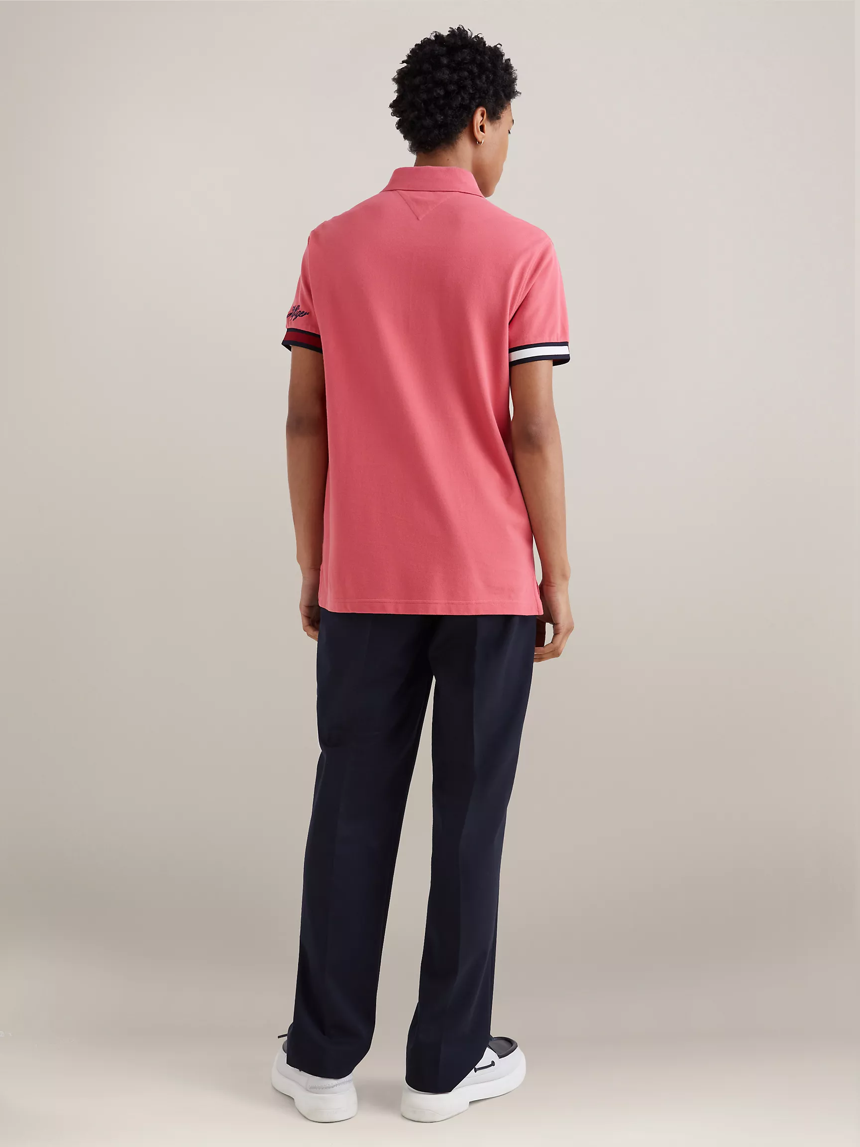 Мужское поло Tommy Hilfiger, Приталенное поло с логотипом флага на манжетах