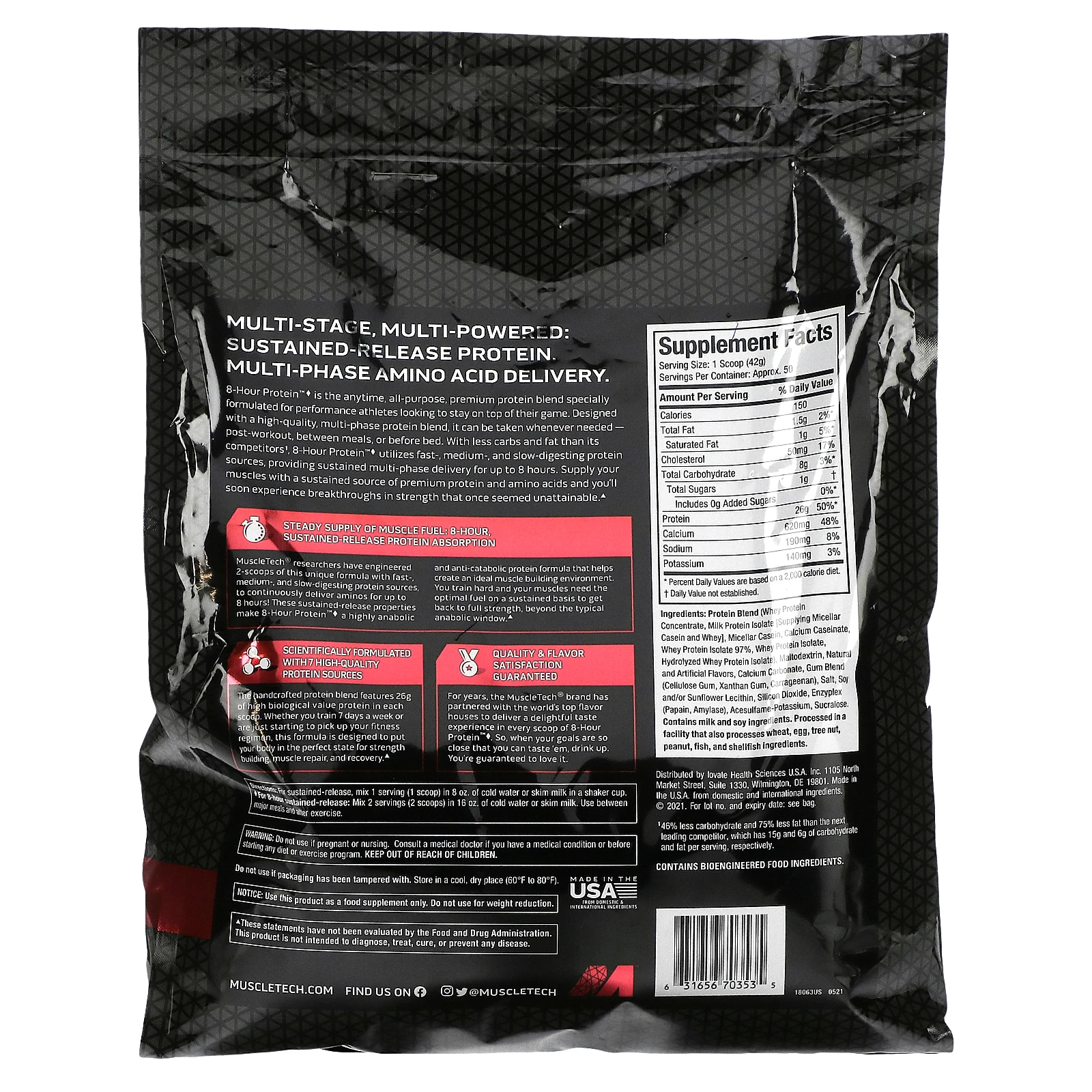 MuscleTech, Серия Performance, Phase8, многофазный 8-часовой белок, со вкусом ванили, 2,09 кг (4,60 фунта)