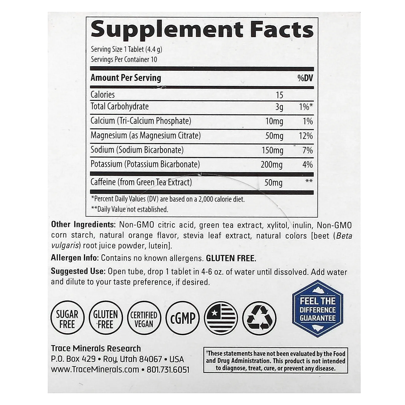 Trace Minerals ®, TM Sport, Max-Hydrate Energy, шипучие таблетки для повышения уровня энергии, со вкусом апельсина, 8 туб, по 10 таблеток в каждом