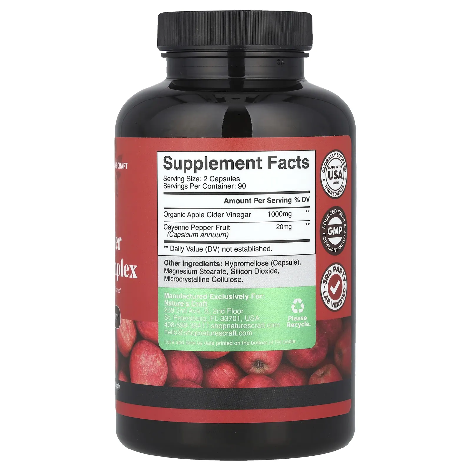 Nature's Craft, Комплекс яблочного уксуса, 180 капсул