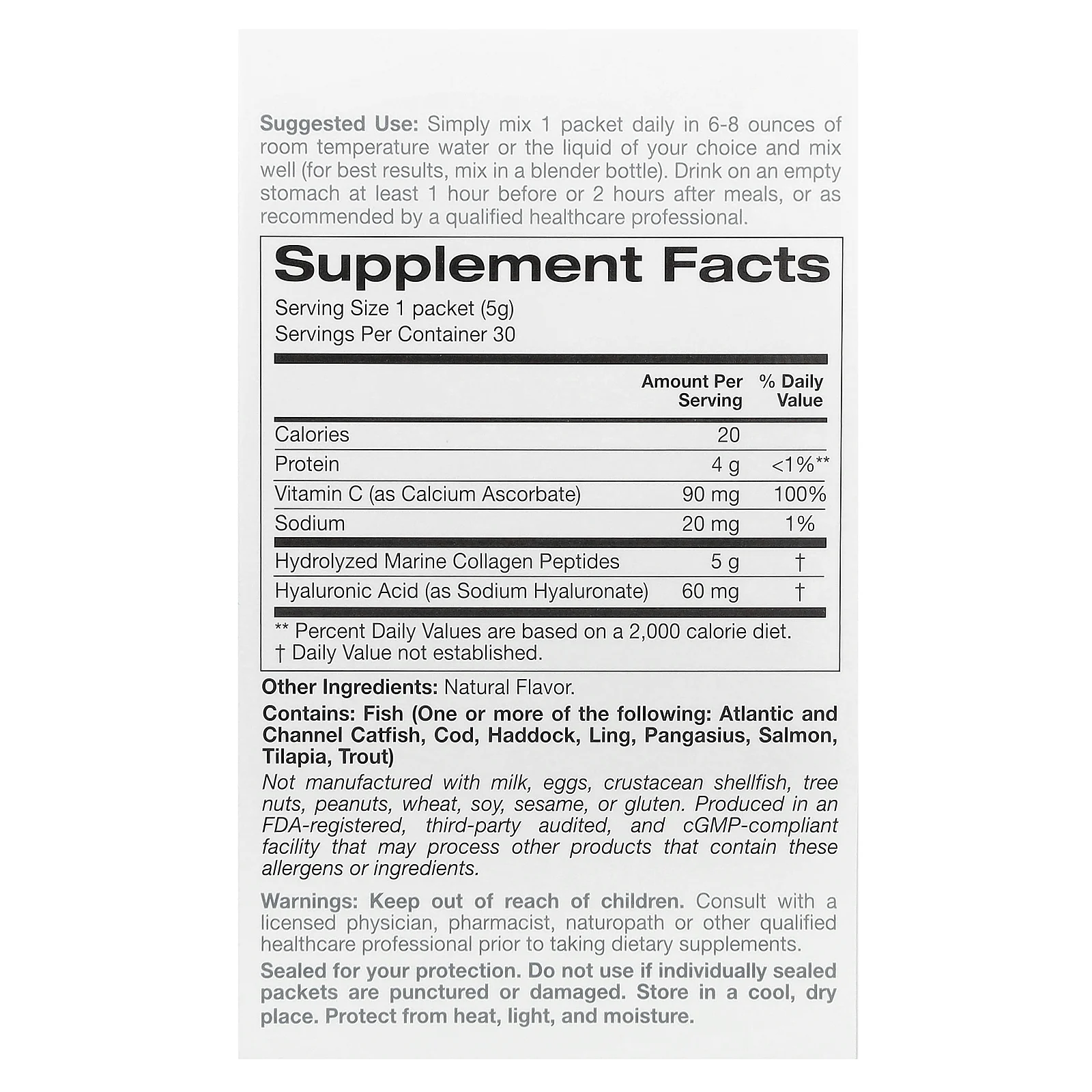 Solumeve, пептиды коллагена с витамином C и гиалуроновой кислотой, со вкусом граната, 30 пакетиков по 5,38 г (0,19 унции)