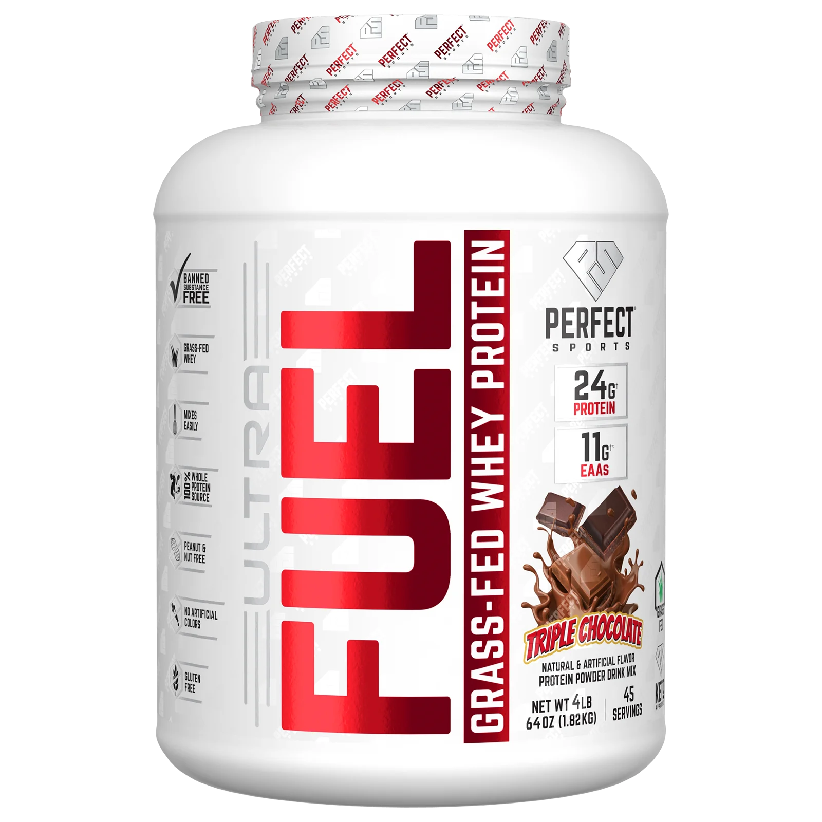 Perfect Sports, Ultra Fuel, сывороточный протеин от травяного откорма, тройной шоколад, 1,82 кг (4 фунта)