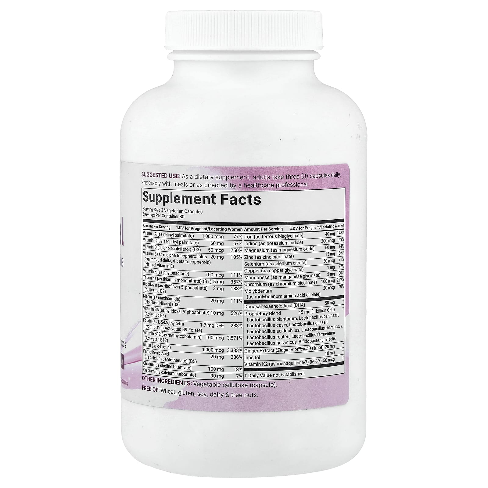 Micro Ingredients, чистые пренатальные метилированные витамины, 240 вегетарианских капсул