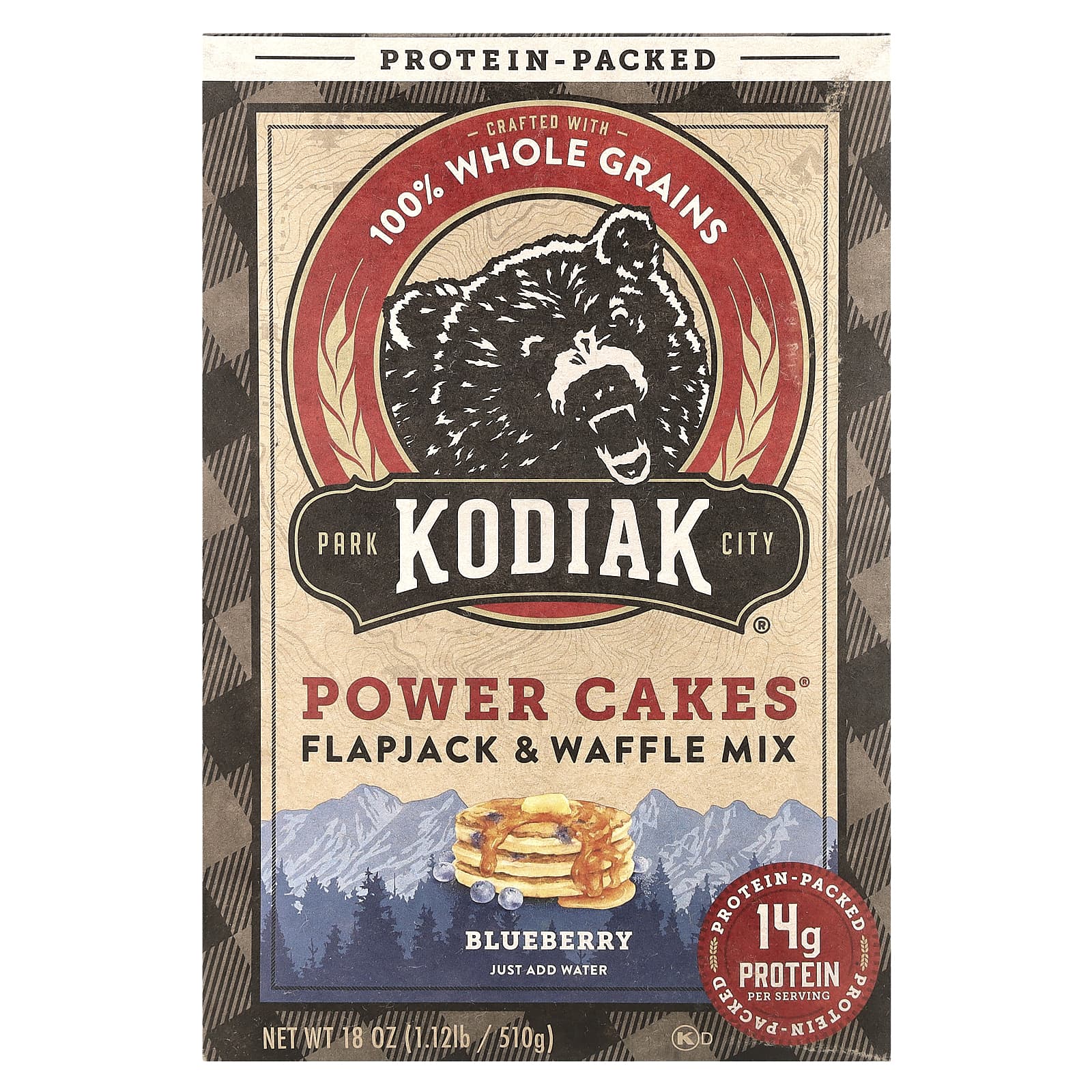 Kodiak Cakes, Power Cakes®, смесь для лепешек и вафель, голубика, 510 г (18 унций)