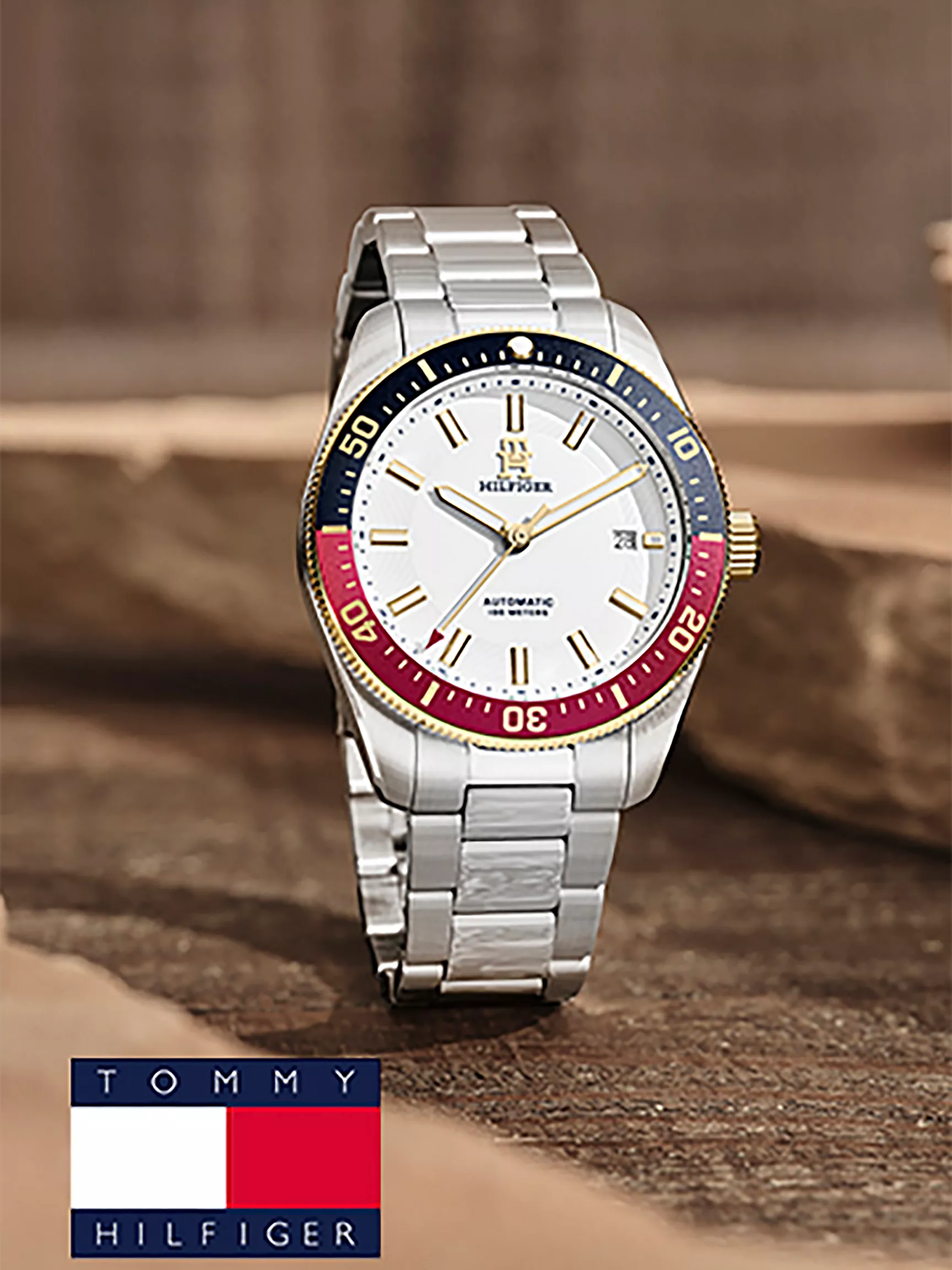 Мужские часы Tommy Hilfiger, Автоматические дайверские часы 40 мм Signature