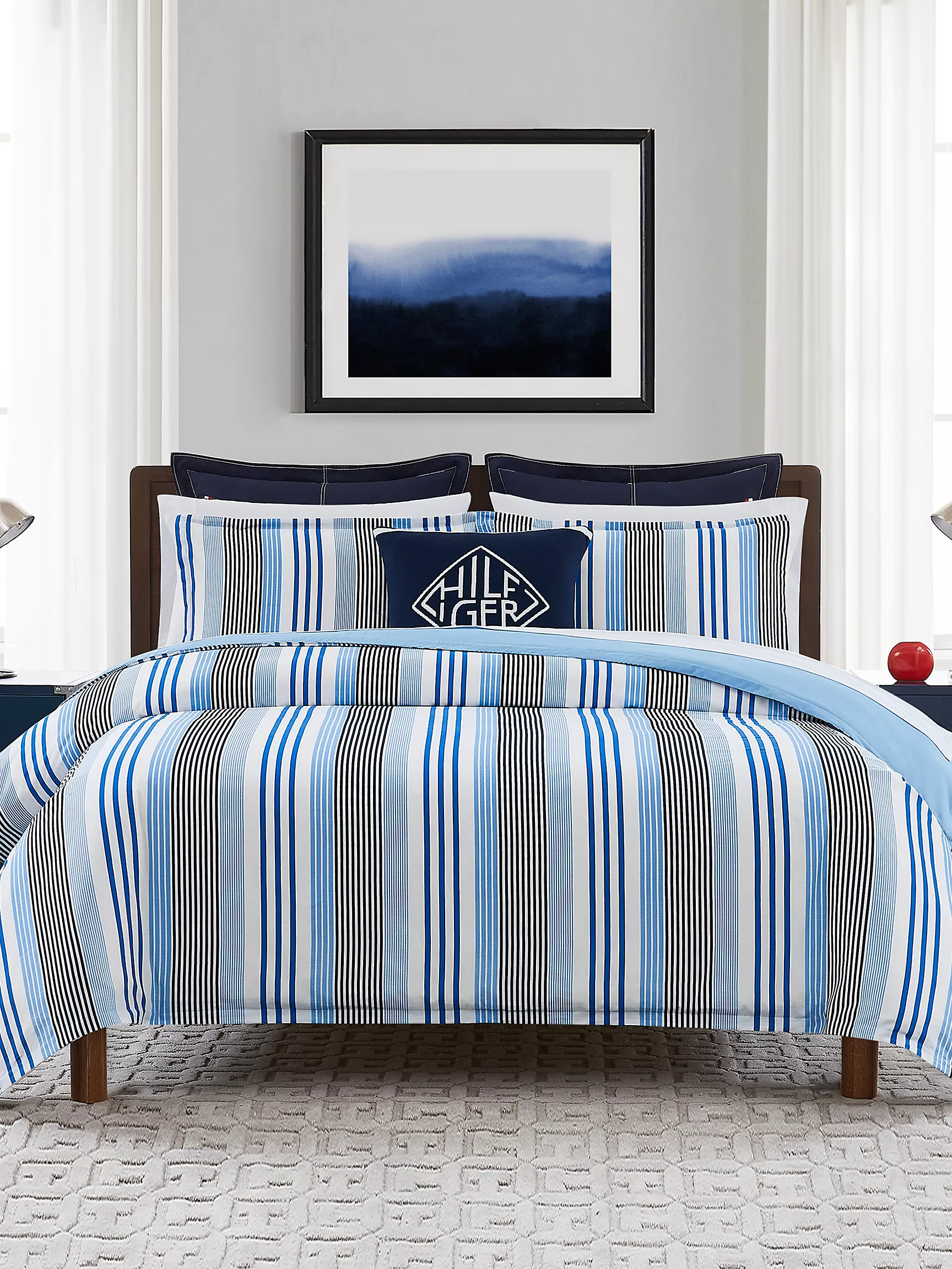 Одеяло Томми Хилфигер, Комплект постельного белья с полосатым принтом