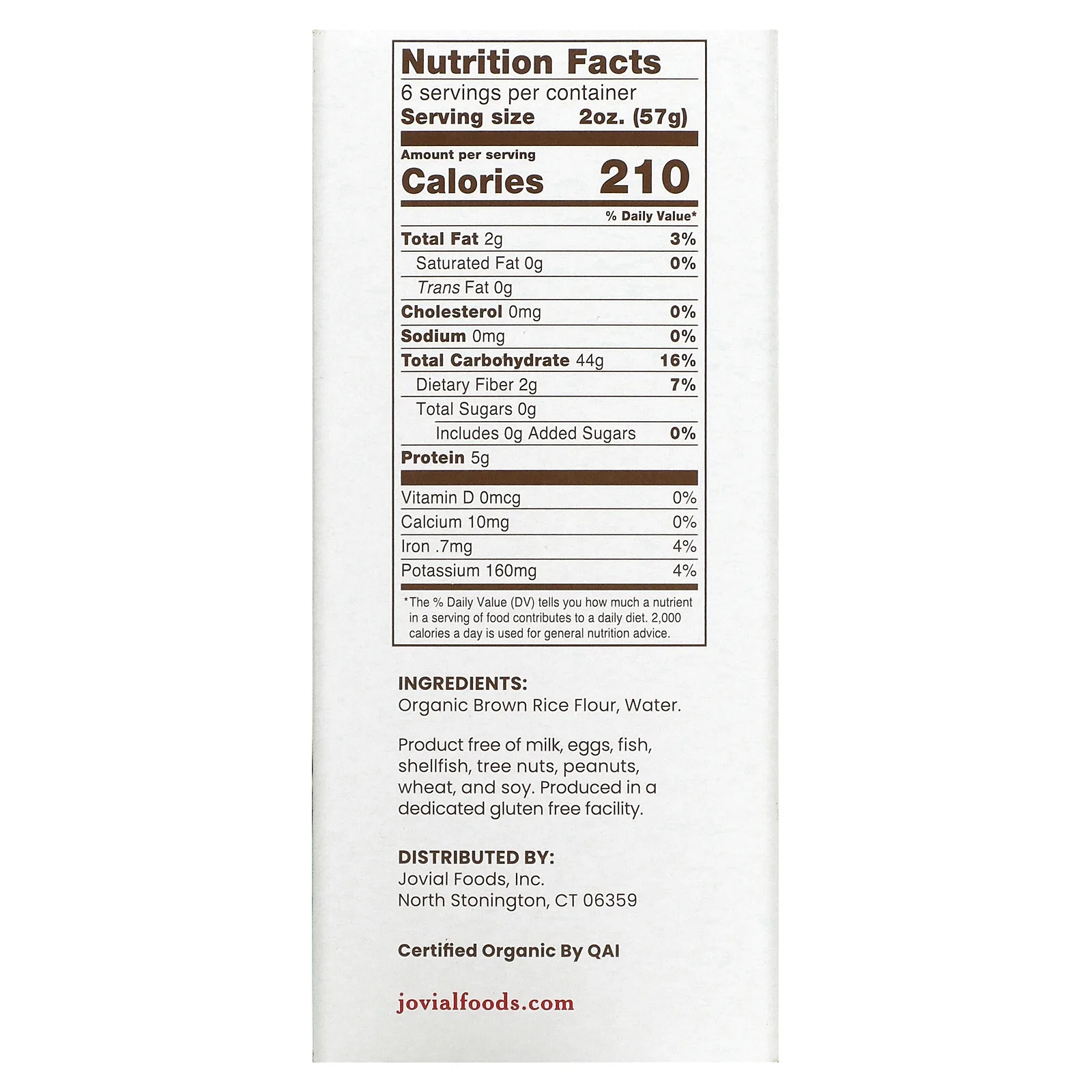 Jovial, Органическая паста (макаронные изделия) из коричневого риса, фарфалле, 12 унций (340 г)