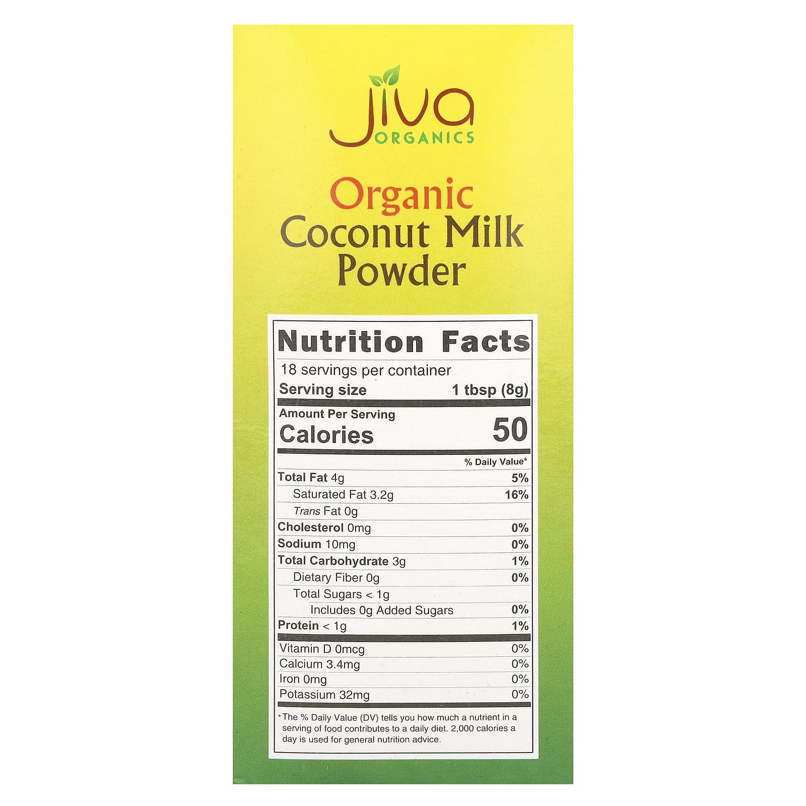 Jiva Organics, Органическое сухое кокосовое молоко, 150 г (5,2 унции)