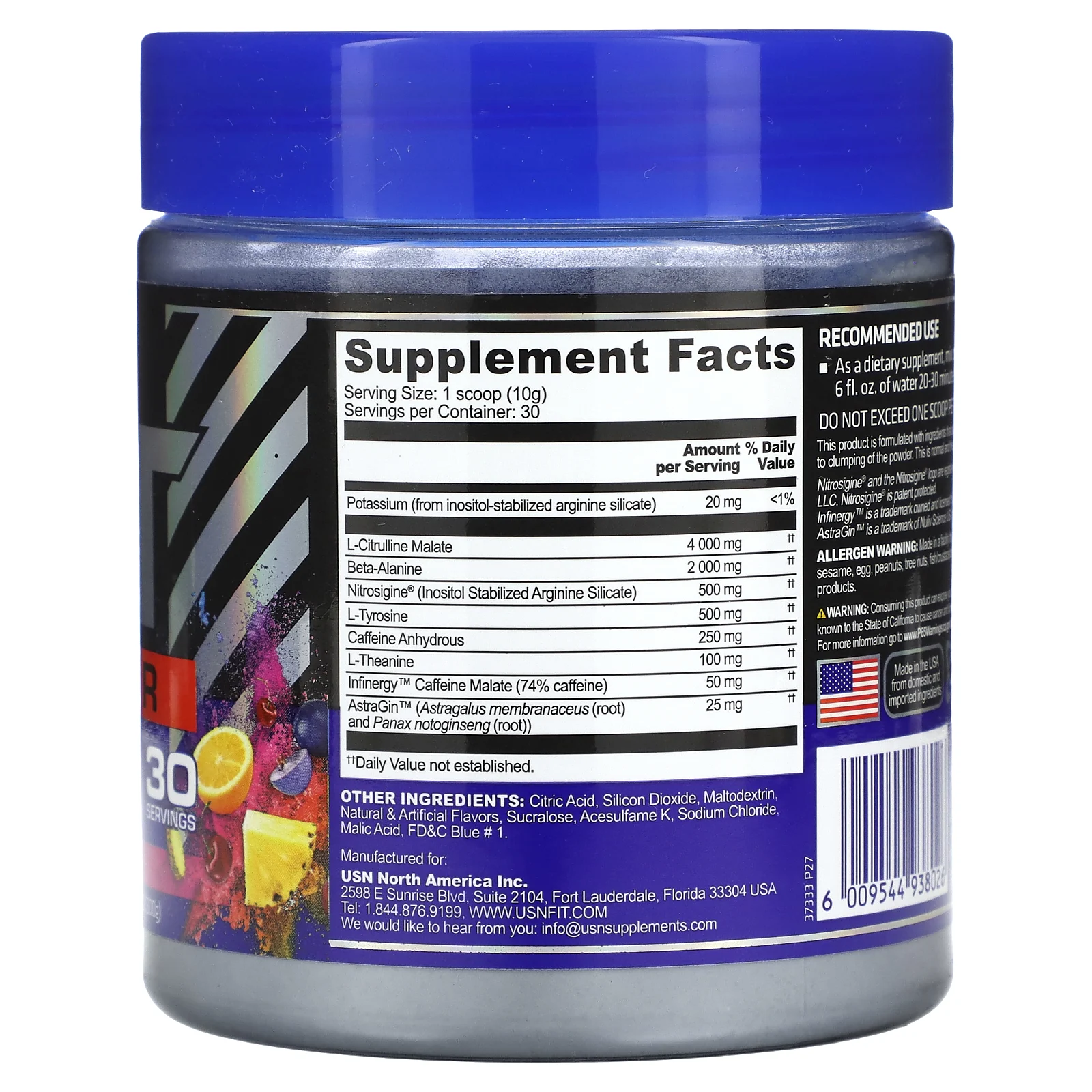 USN, Универсальное средство для приема перед тренировкой, с тропическим вкусом, 300 г (10,58 унции)