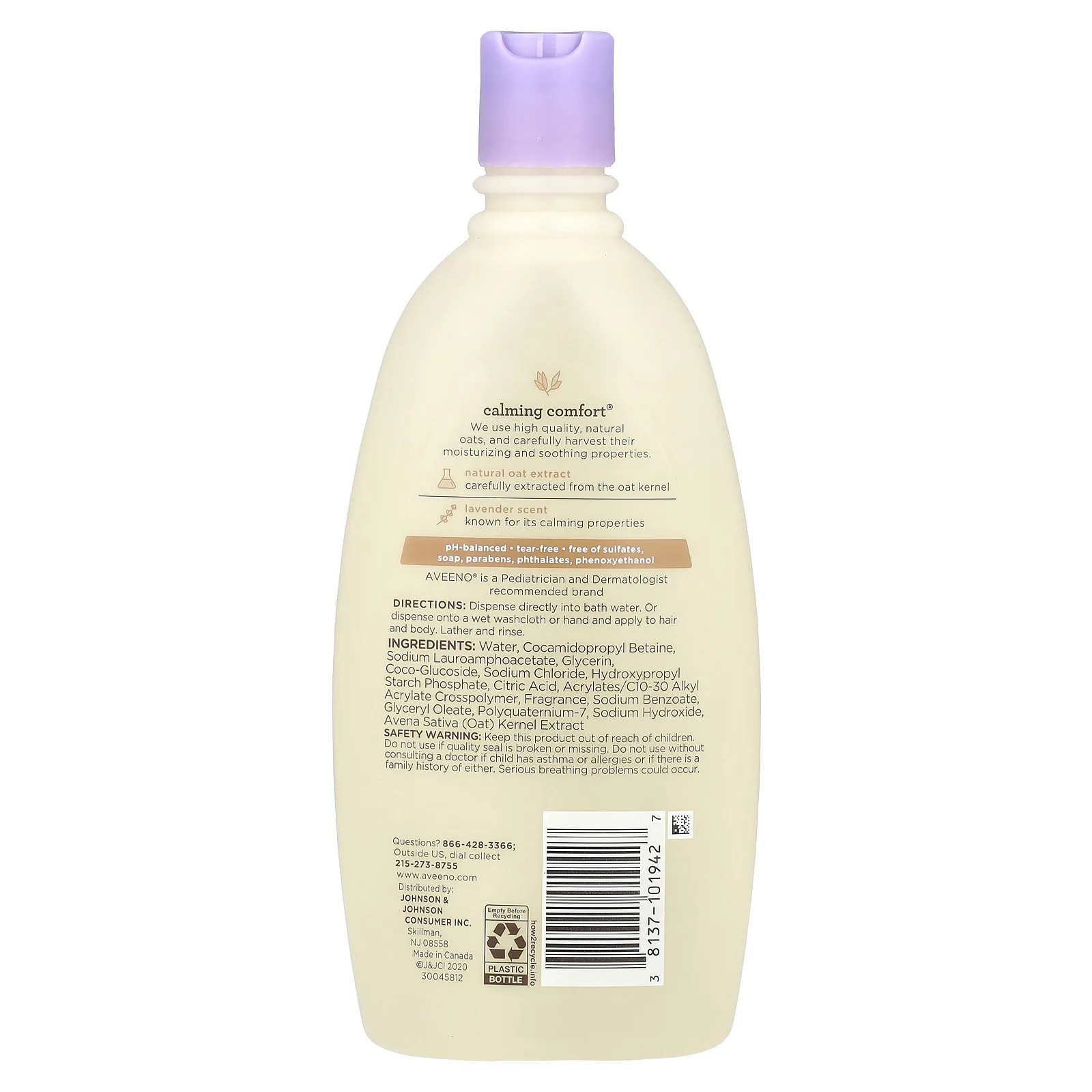 Aveeno, Baby, Calming Comfort Bath, с лавандой и ванилью, 532 мл (18 жидких унций)