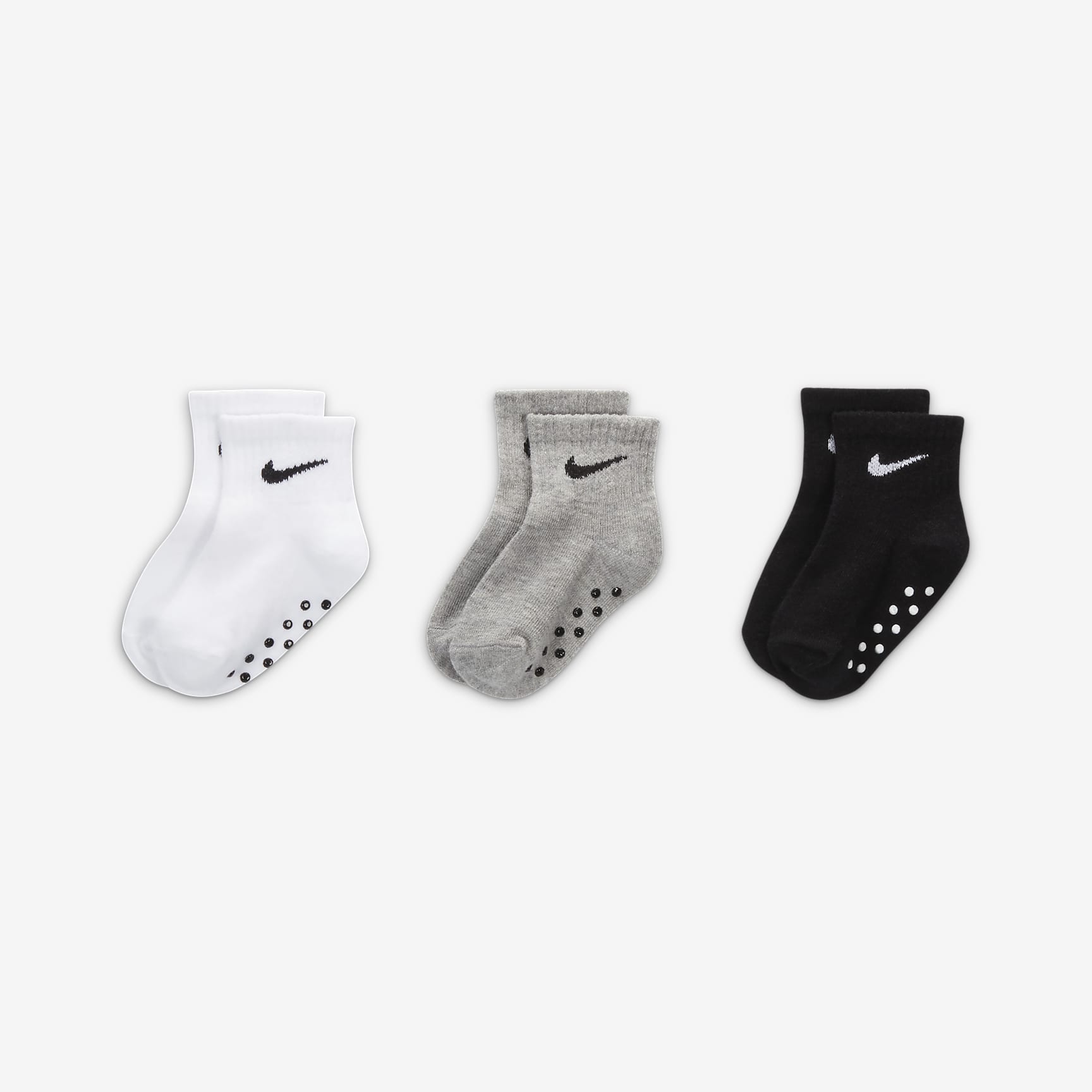 Nike Toddler Swoosh Ankle Gripper Socks (3-Pairs)
