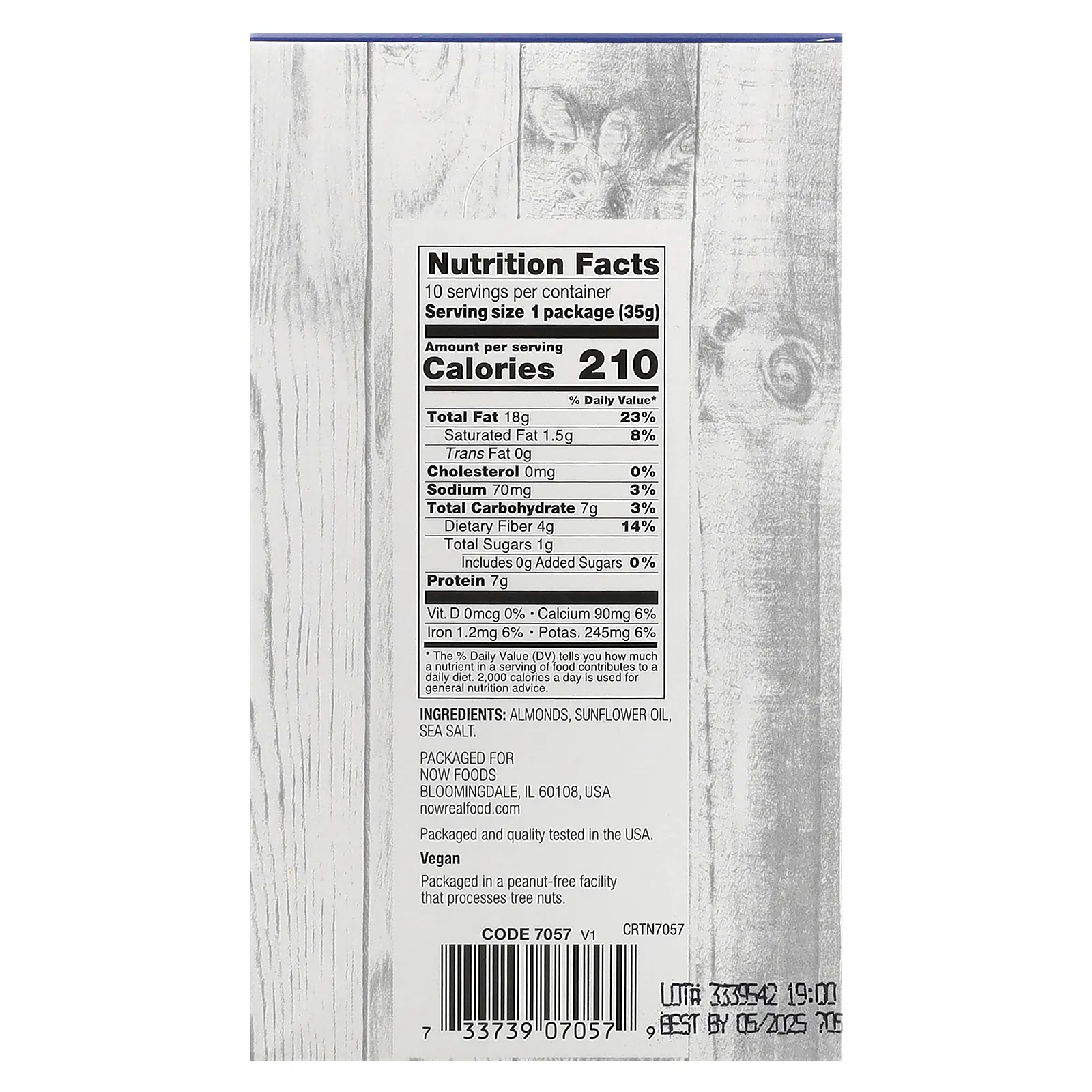 NOW Foods, Миндаль, обжаренный с морской солью, 10 пакетиков по 35 г (1,25 унции)