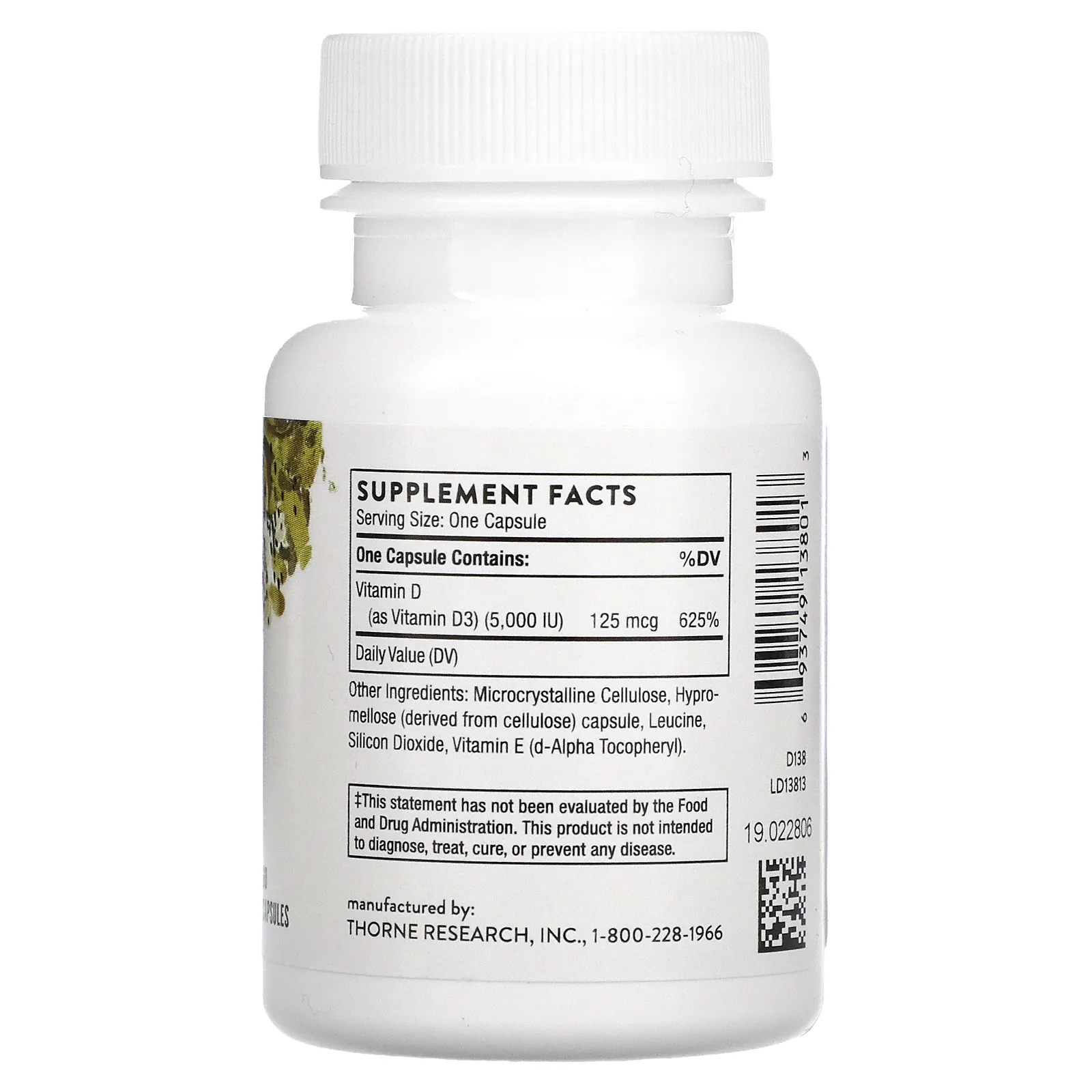Thorne, D-5000, 125 мкг (5000 МЕ), 60 капсул
