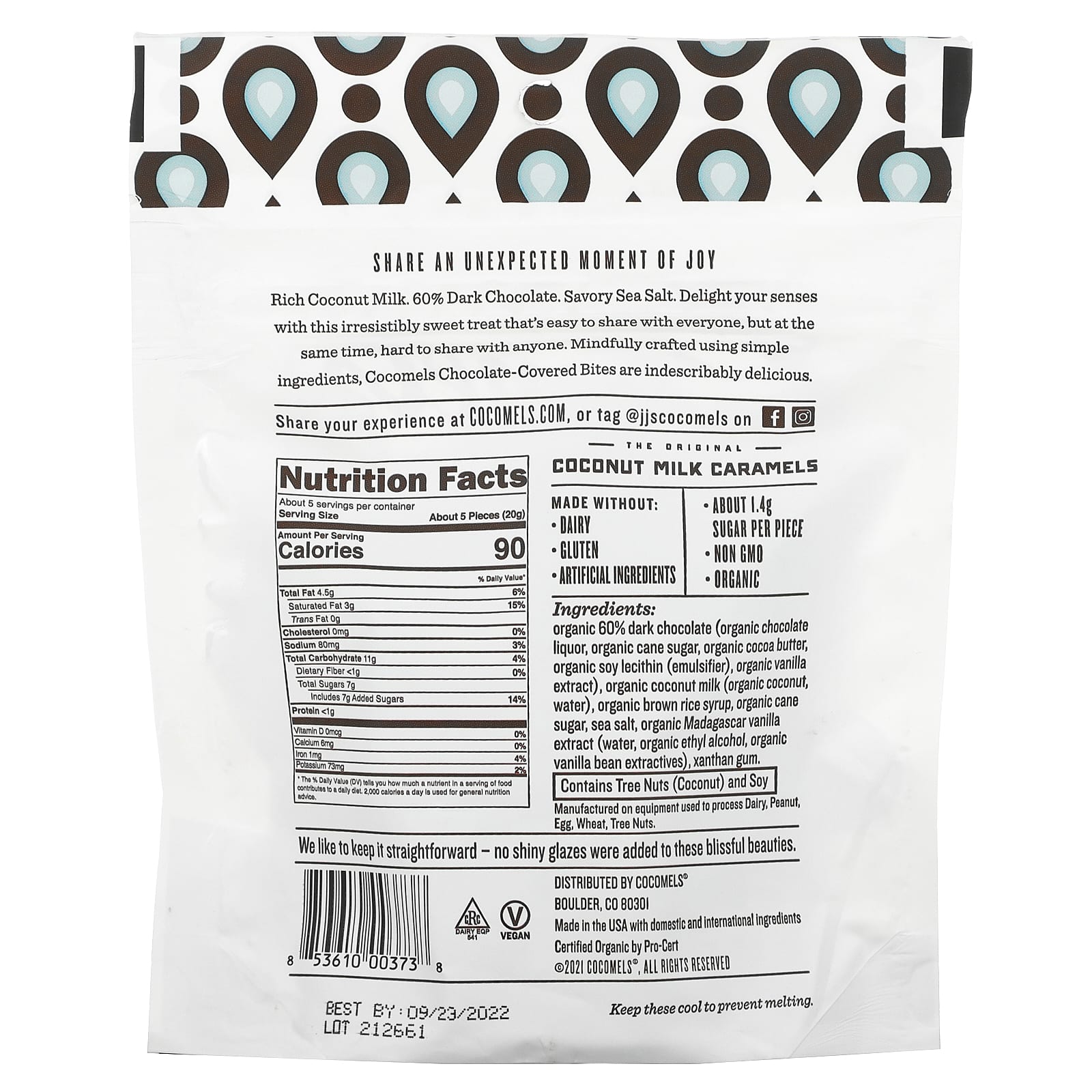 Cocomels, карамельные конфеты из кокосового молока, с морской солью, 99 г (3,5 унции)