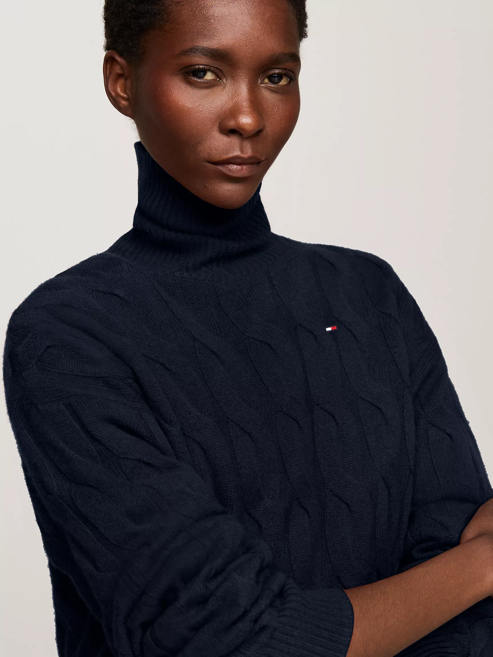 Женский свитер Tommy Hilfiger, Свободный шерстяной свитер с высоким воротником