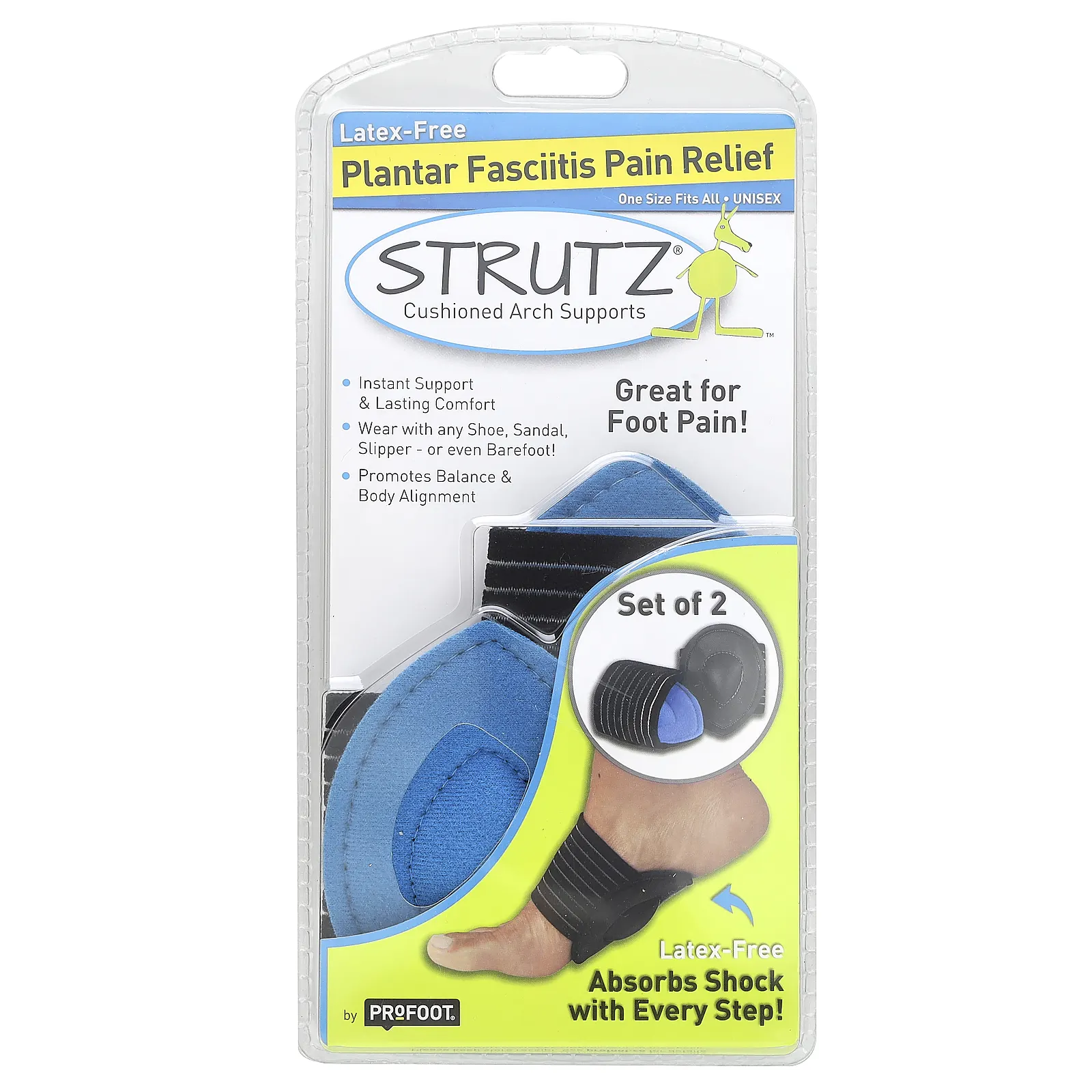 Profoot, набор для облегчения боли при подошвенном фасците, для мужчин 8–13 лет, набор из 5 предметов