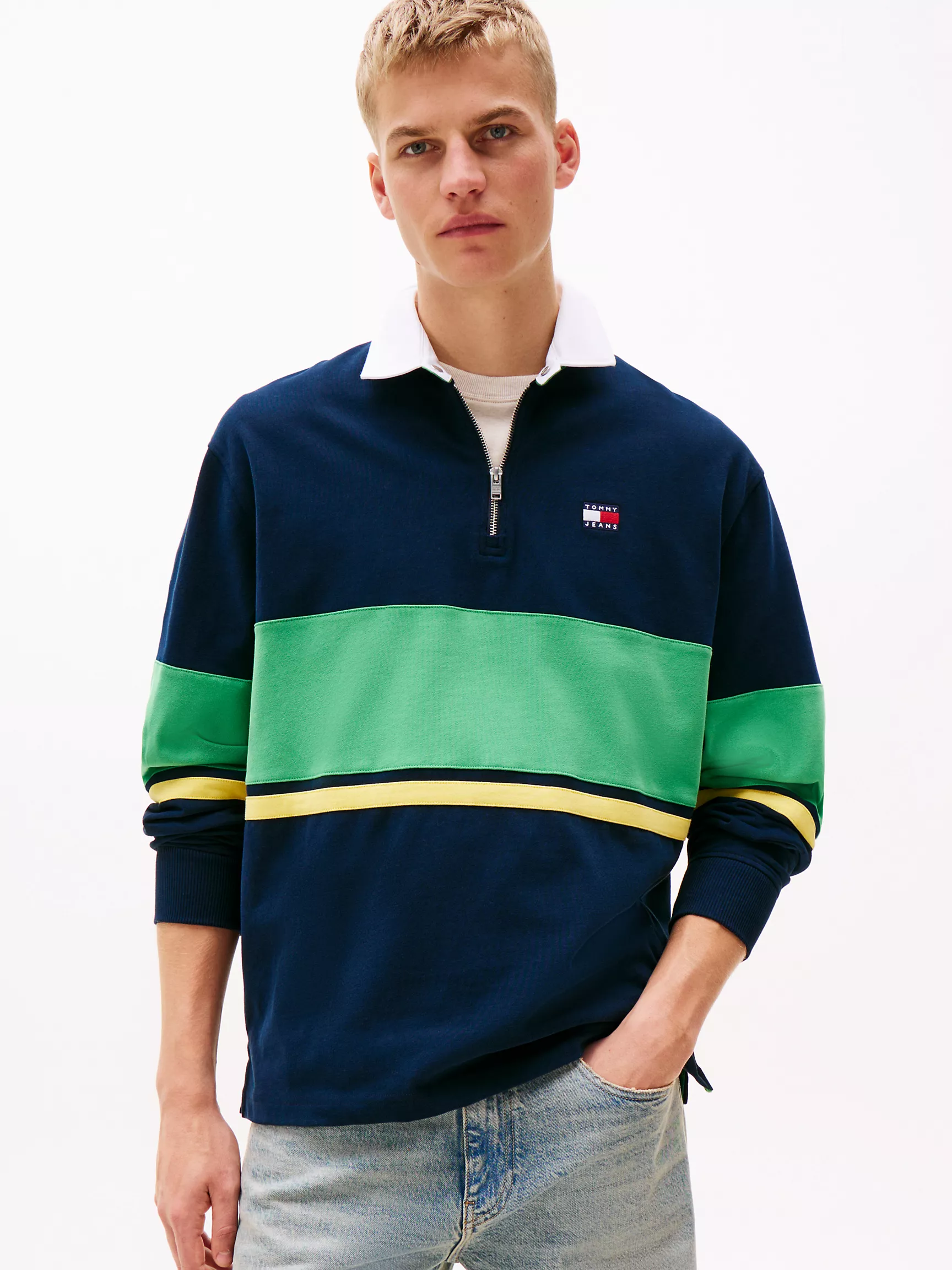 Мужское поло Tommy Hilfiger, Свободное регбийное поло в стиле colorblock