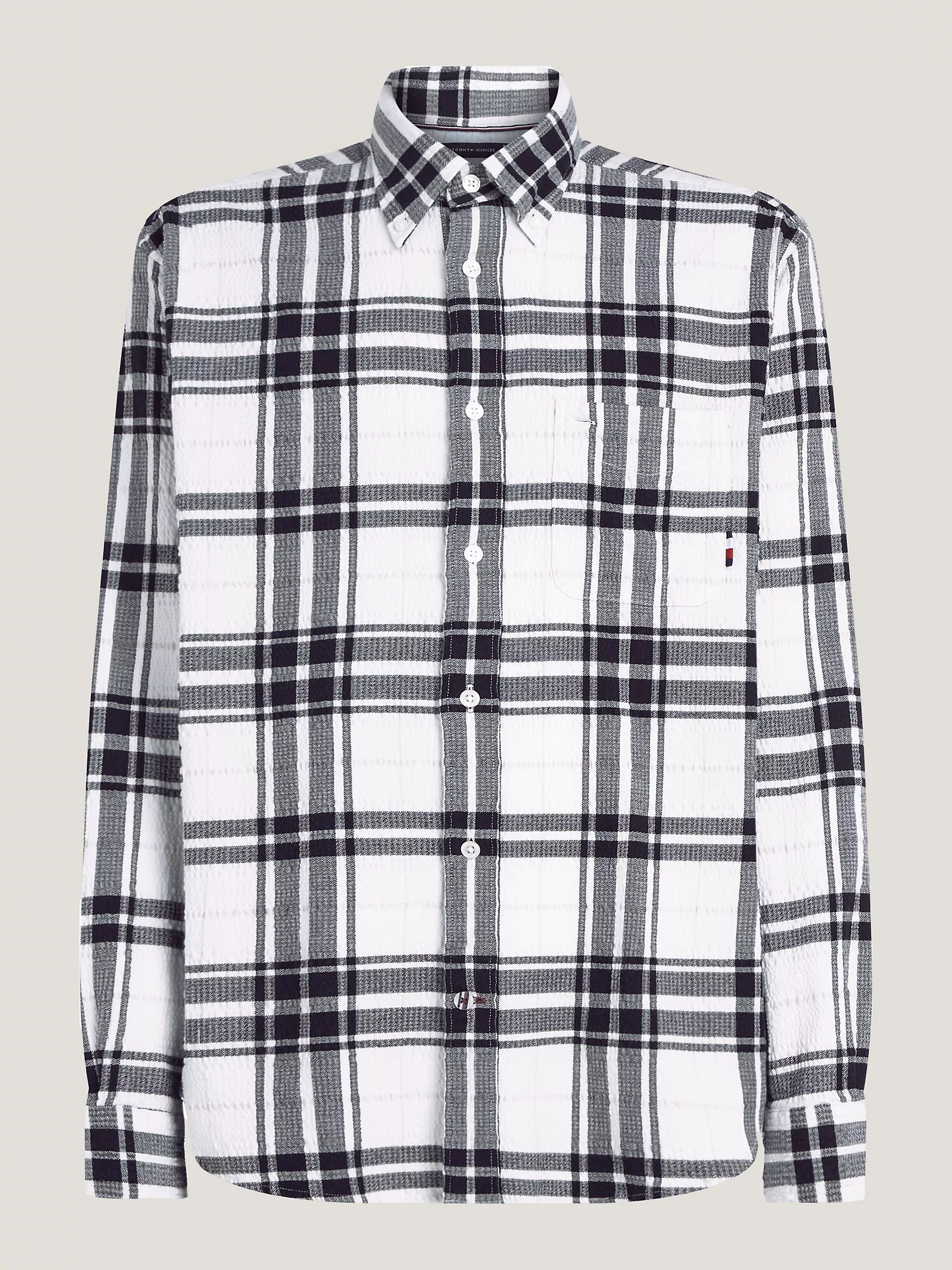 Мужская рубашка Tommy Hilfiger, Удлиненная рубашка в клетку тартан из жатого хлопка
