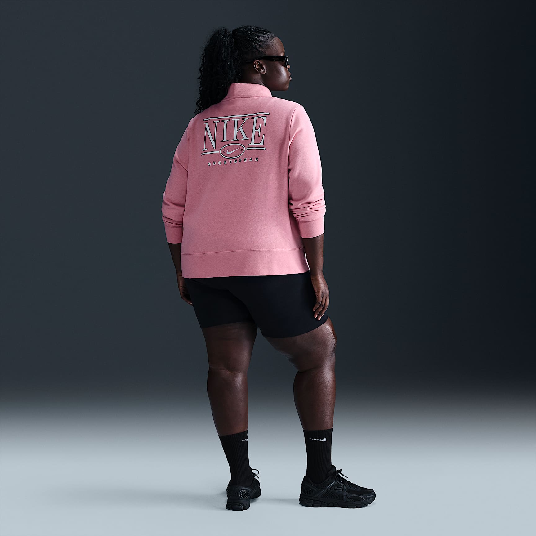Nike Sportswear Club Fleece Women's Mock-Neck 1/2-Zip Graphic Top (Plus Size)