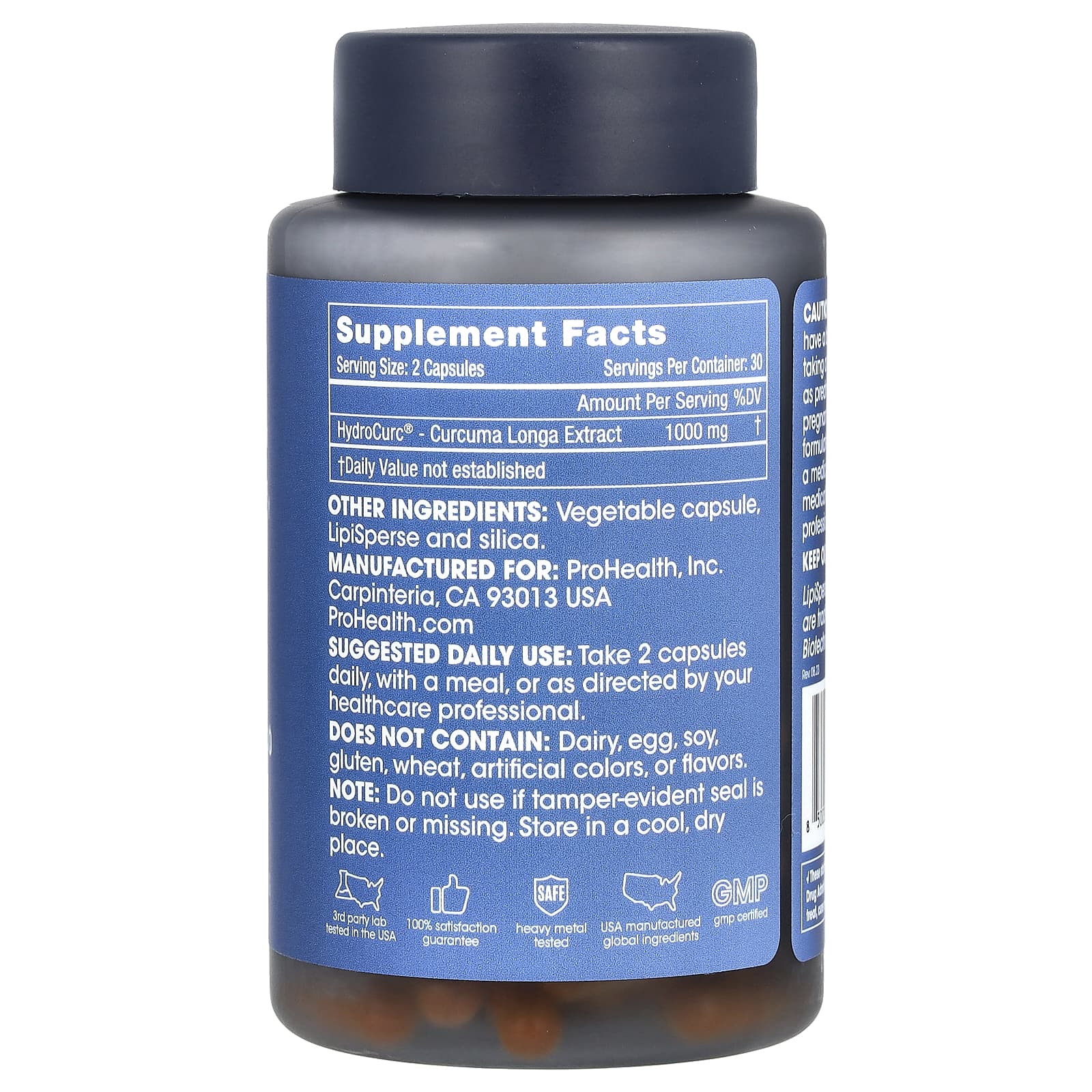 ProHealth Longevity, Hydrocurc® 1000, 1000 мг, 60 капсул (500 мг на капсулу)