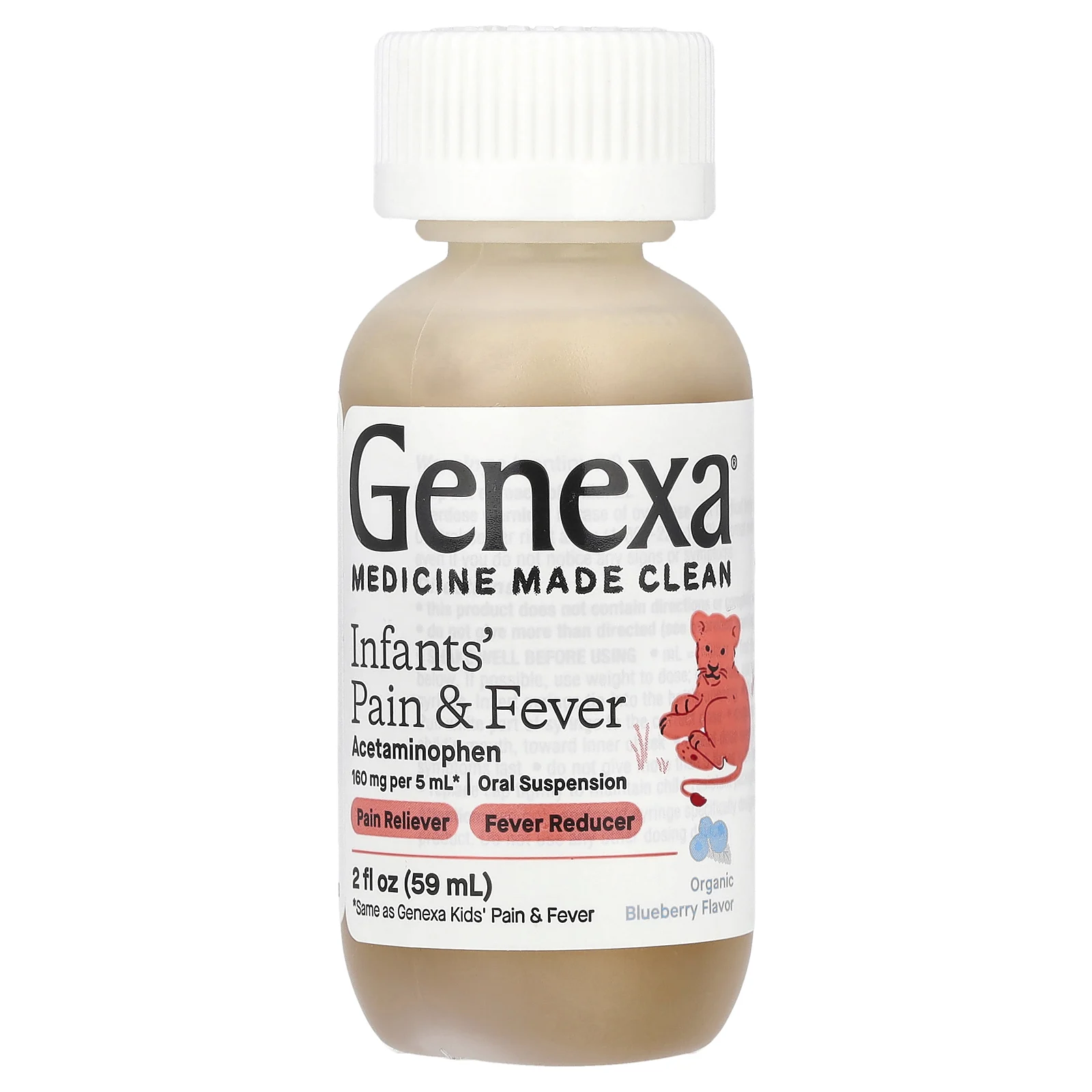 Genexa, Infants 'Pain & Fever, органическая голубика, 160 мг, 59 мл (2 жидк. Унции)