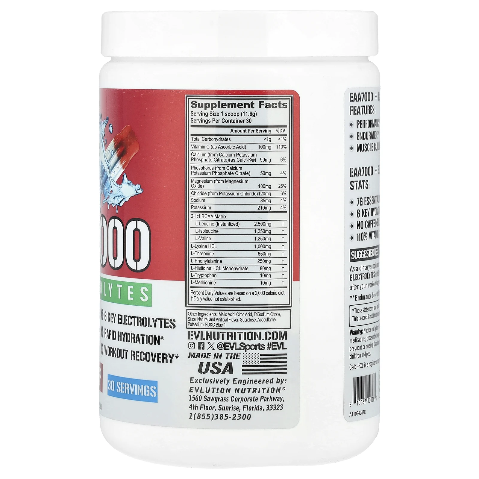 EVLution Nutrition, EAA 7000 + электролиты, Rocket Pop, 348 г (12,3 унции)