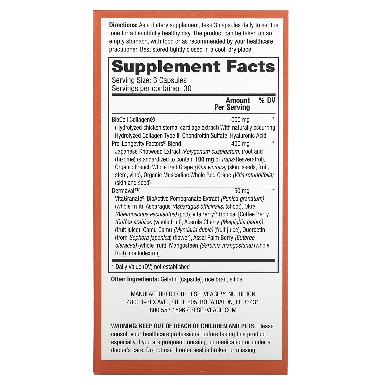 Reserveage Beauty, Ultra Collagen Booster, 90 капсул