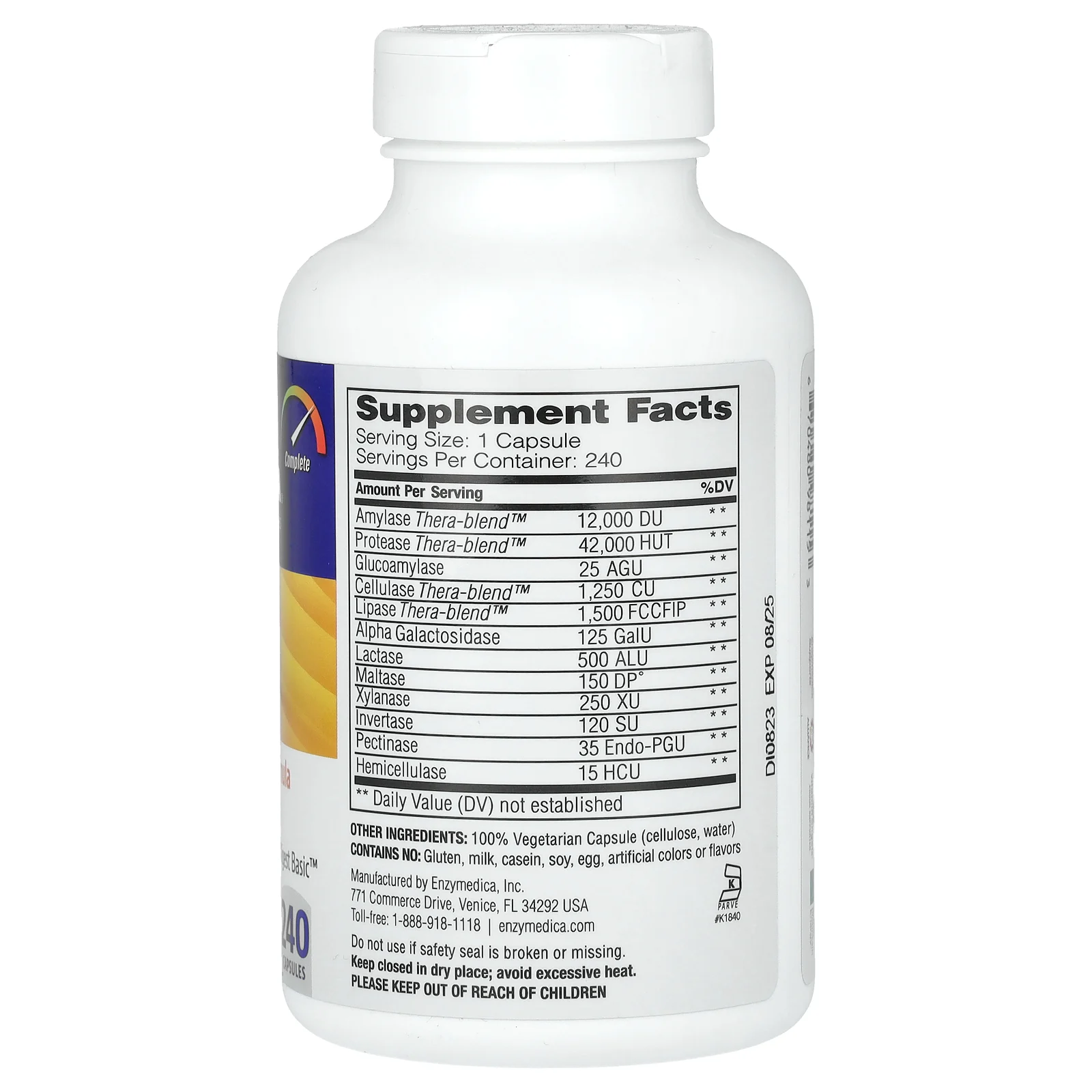 Enzymedica, Digest, полная формула ферментов, 240 капсул