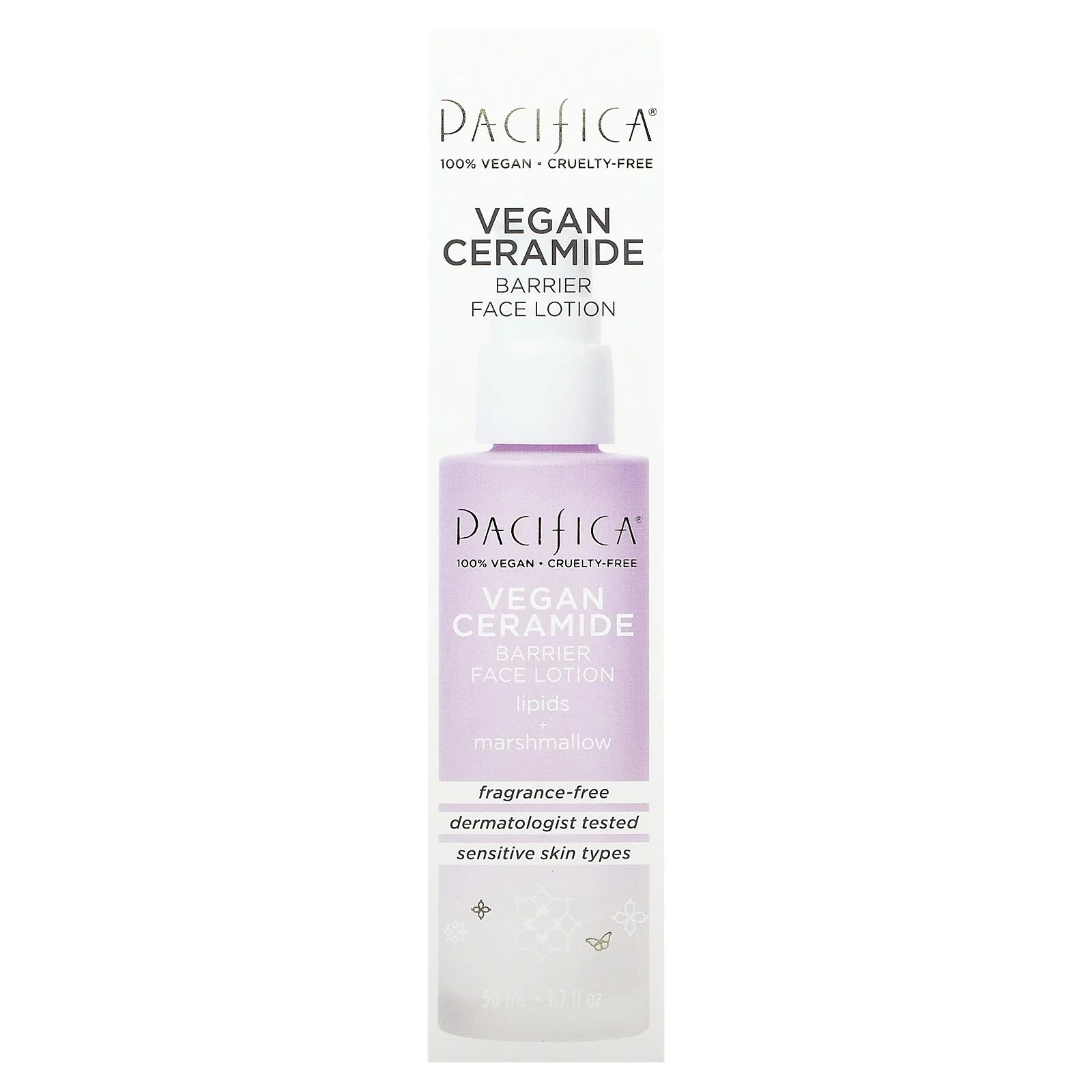 Pacifica, Vegan Ceramide, барьерный лосьон для лица, без отдушек, 50 мл (1,7 жидк. Унции)