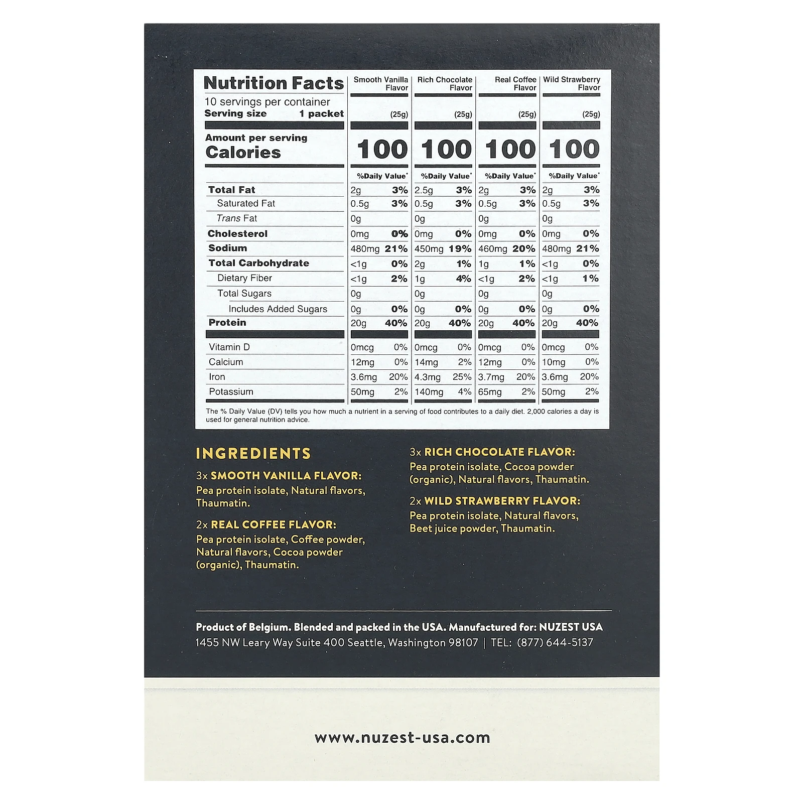 Nuzest, Clean Lean Protein, смесь 4 вкусов, 10 пакетиков по 25 г (0,9 унции)