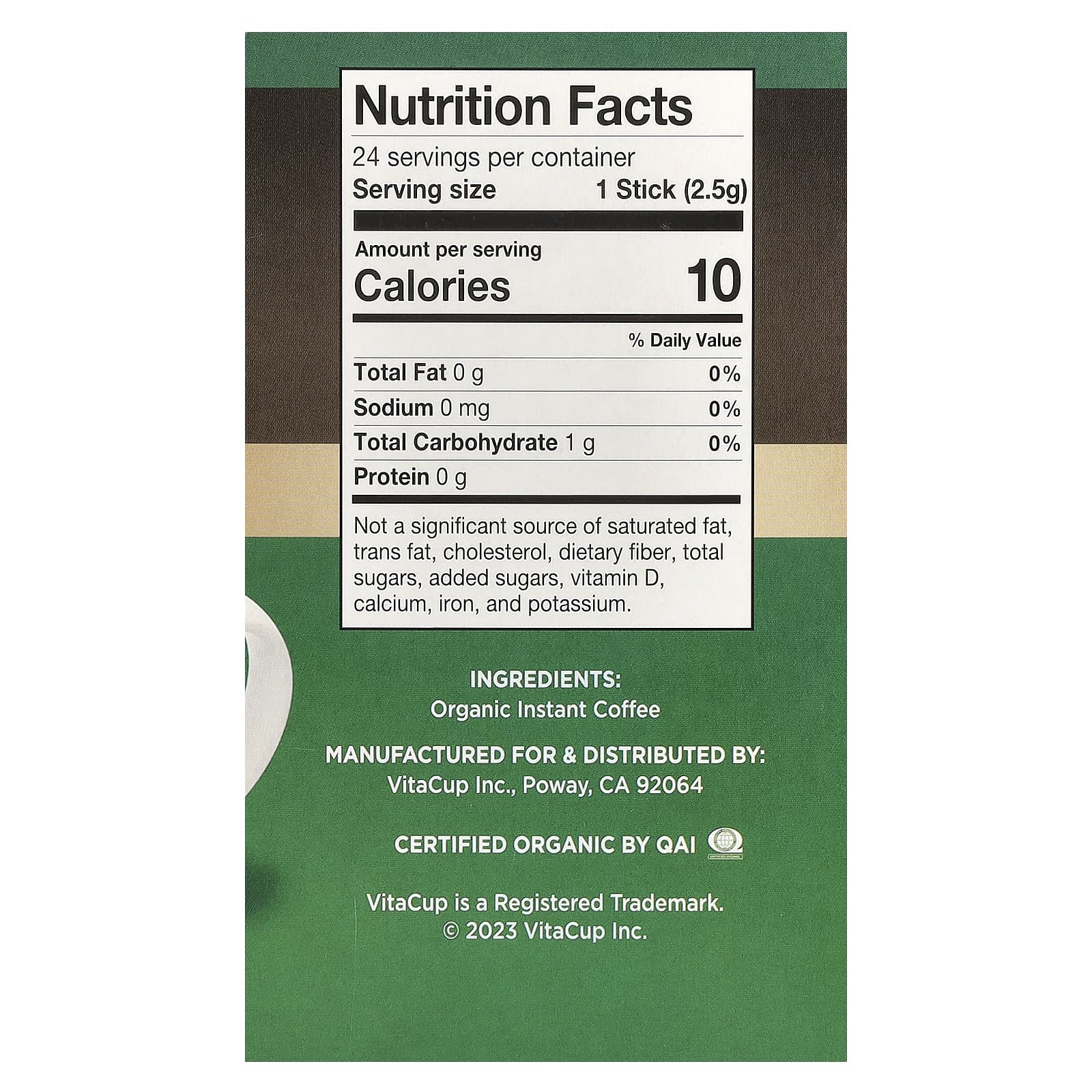 VitaCup, Perfect Instant Coffee, темная обжарка, 24 палочки для еды, по 2,5 г (0,09 унции)