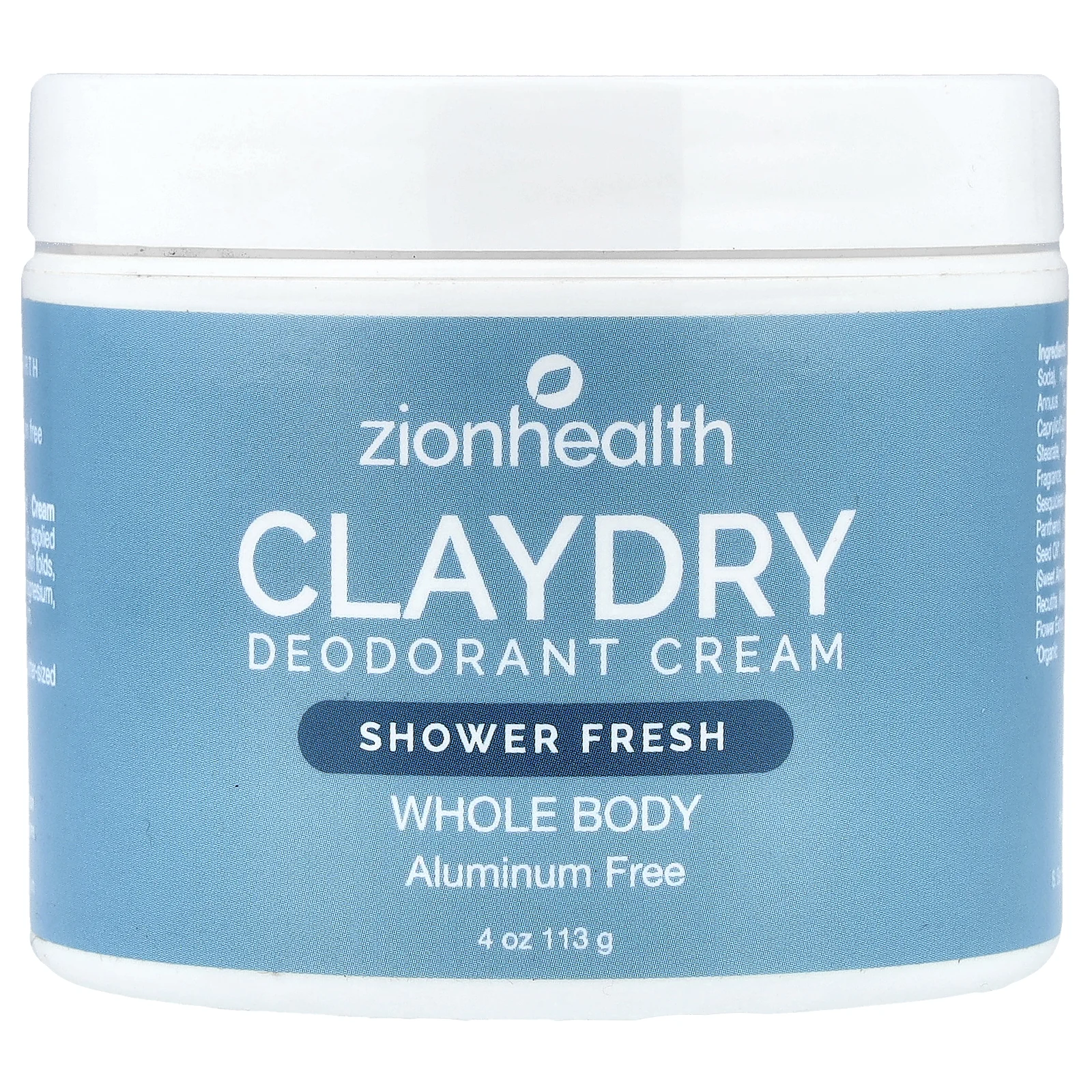 Zion Health, ClayDry, крем-дезодорант, свежесть для душа, 113 г (4 унции)