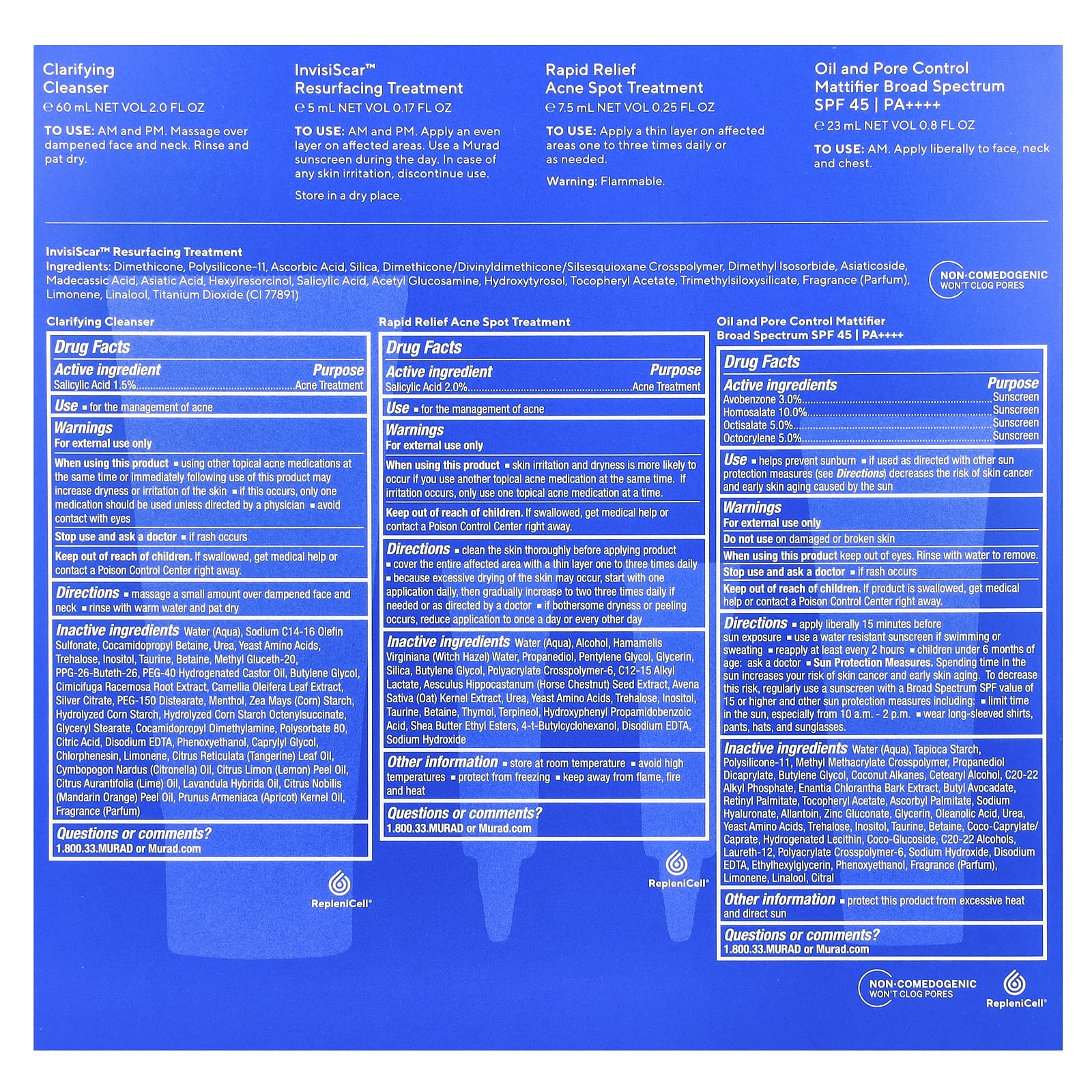 Murad, 30-дневный пробный набор для борьбы с акне, набор из 4 предметов