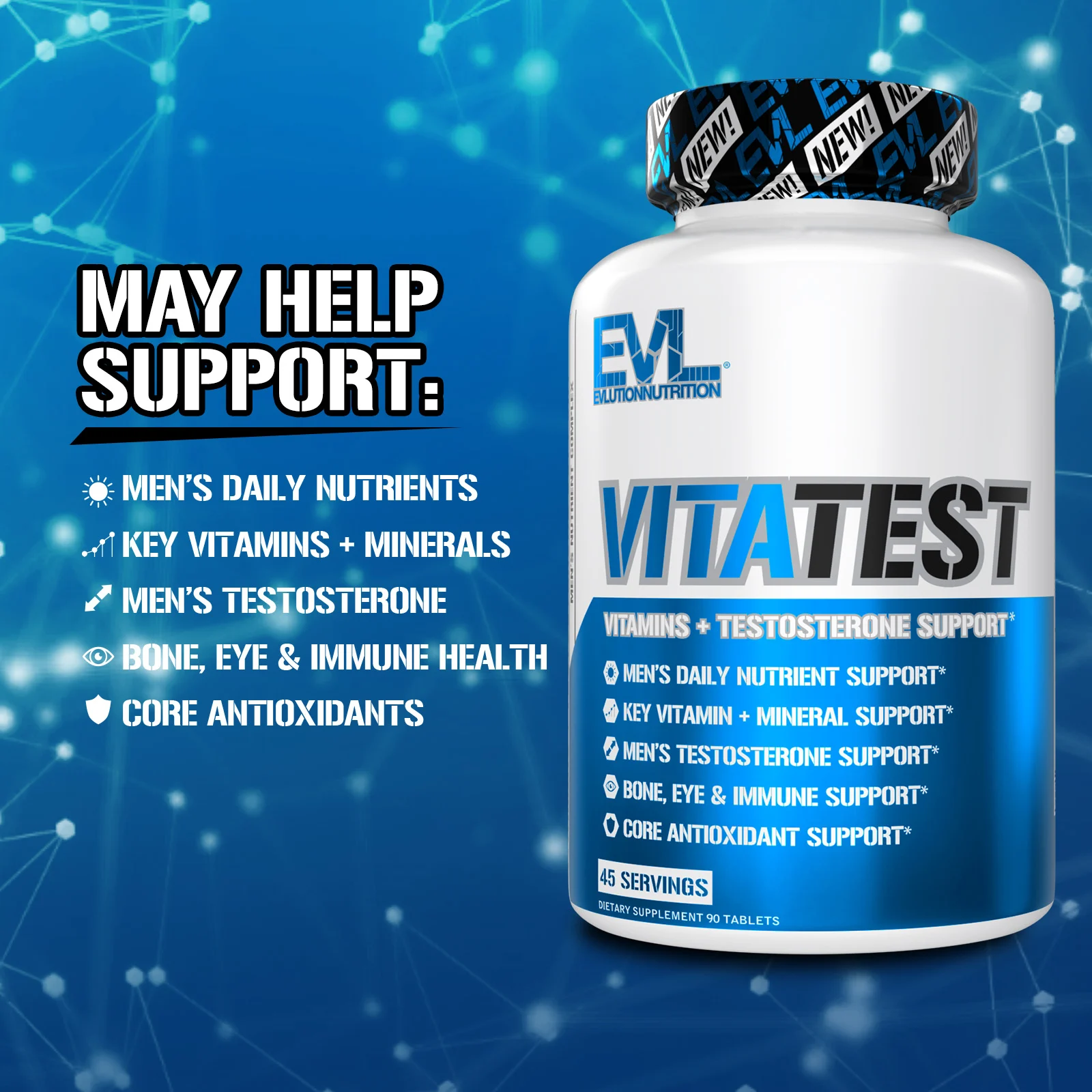 EVLution Nutrition, VitaTest, комплекс питательных веществ для мужчин`` 90 таблеток