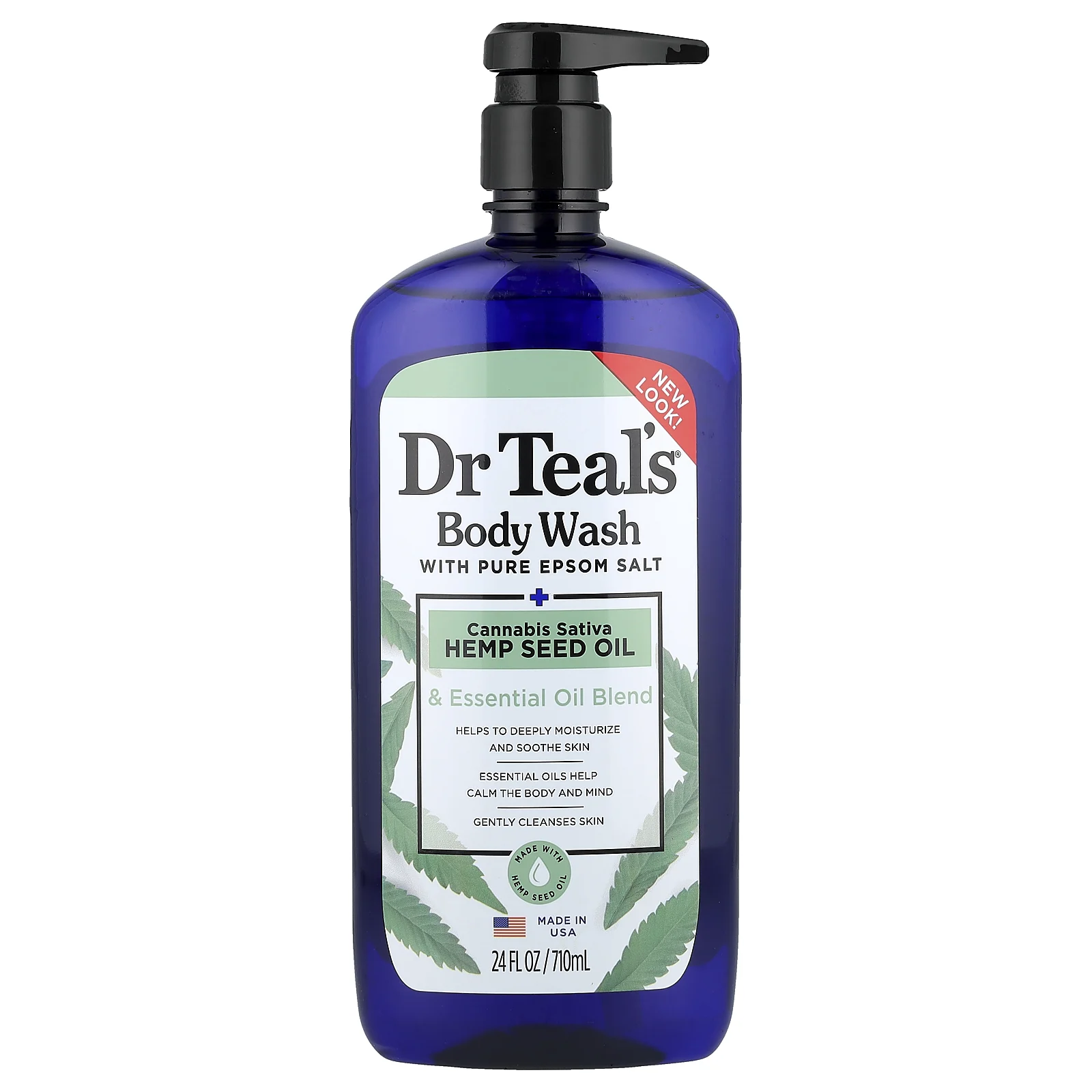 Dr. Teal's, гель для душа с чистой английской солью, масло из семян конопли (Cannabis sativa), 710 мл (24 жидк. унции)