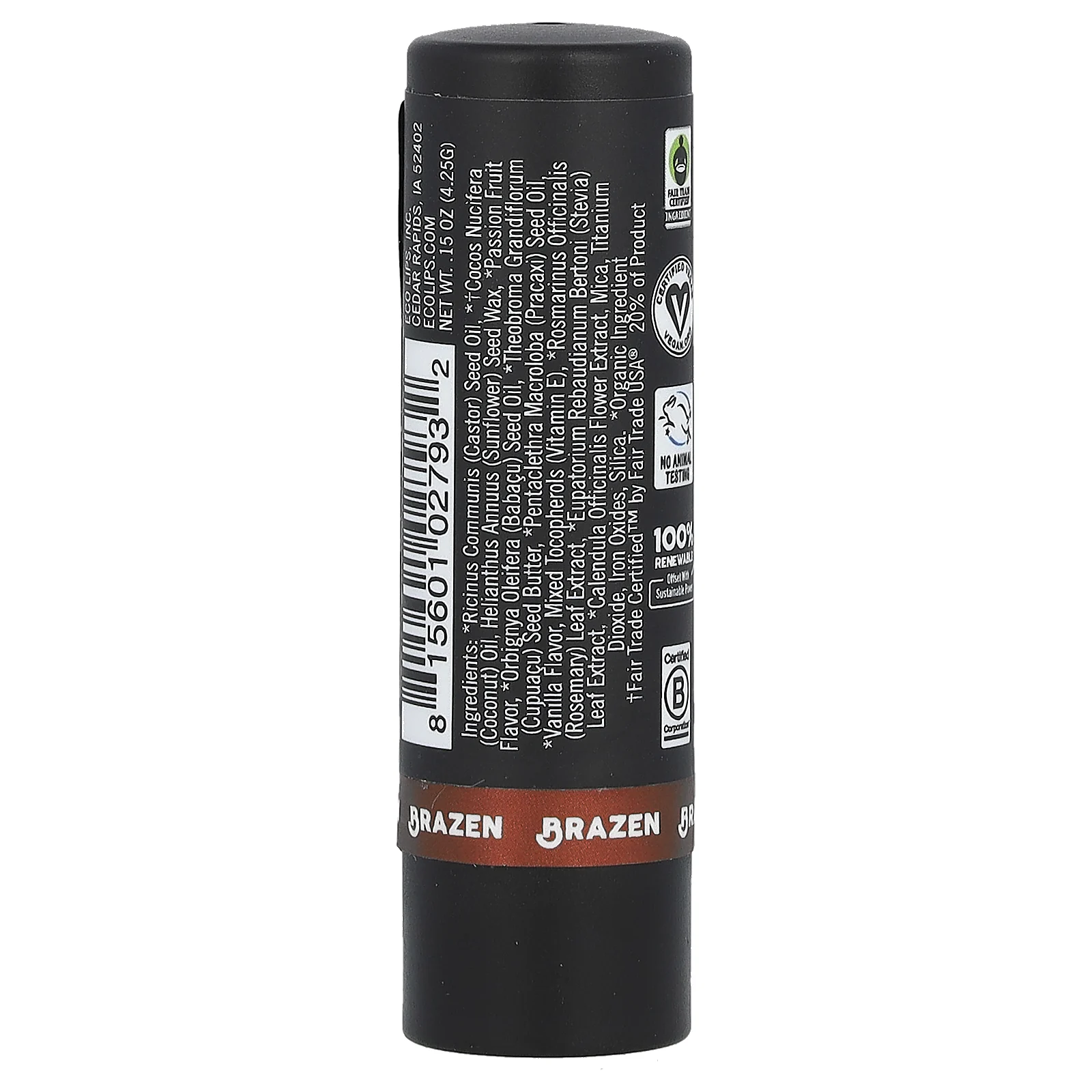 Eco Lips, веганский бразильский блеск для губ, Brazen, 4,25 г (0,15 унции)