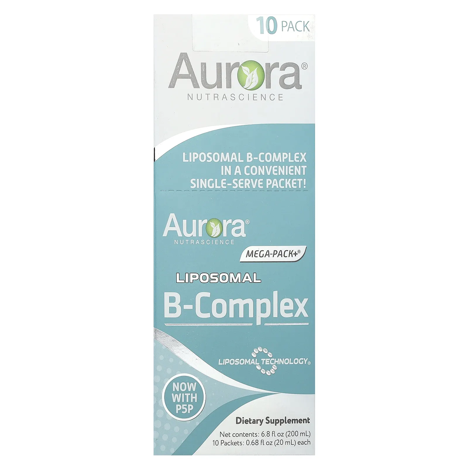 Aurora Nutrascience, Липосомальный комплекс витаминов группы B, 10 пакетиков по 20 мл (0,68 жидк. Унции)
