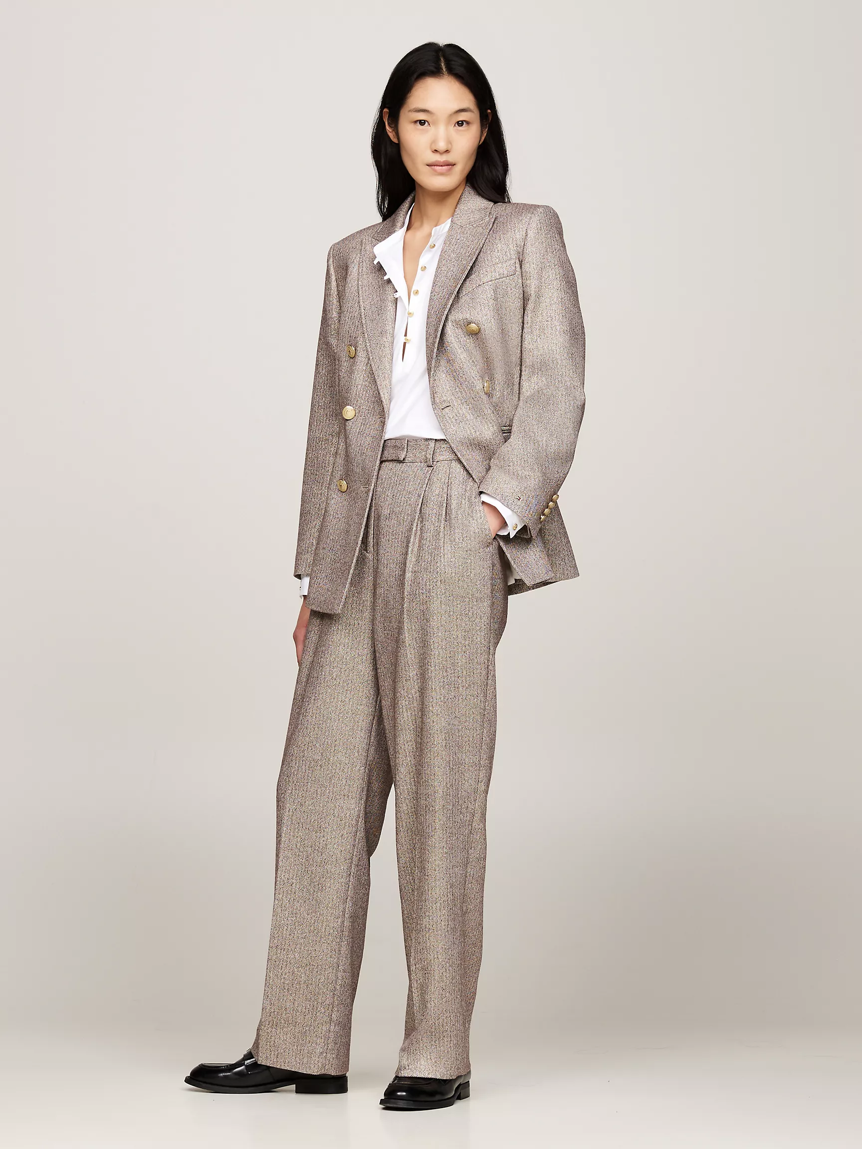 Женские брюки Tommy Hilfiger, Свободные брюки из блестящего твида со складками