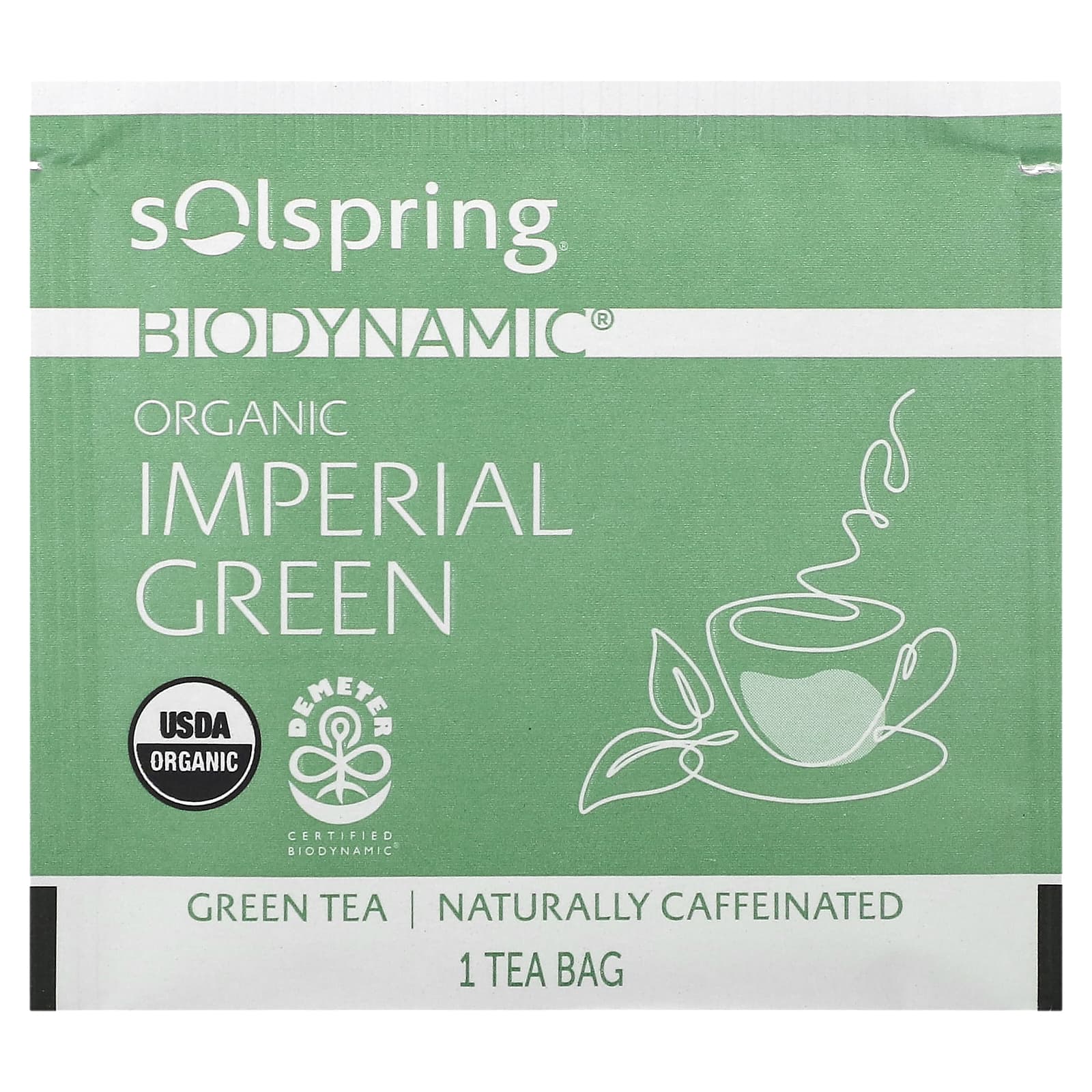 Dr. Mercola, Solspring, Biodynamic, органический имперский зеленый чай, 18 чайных пакетиков, 36 г (1,27 унции)