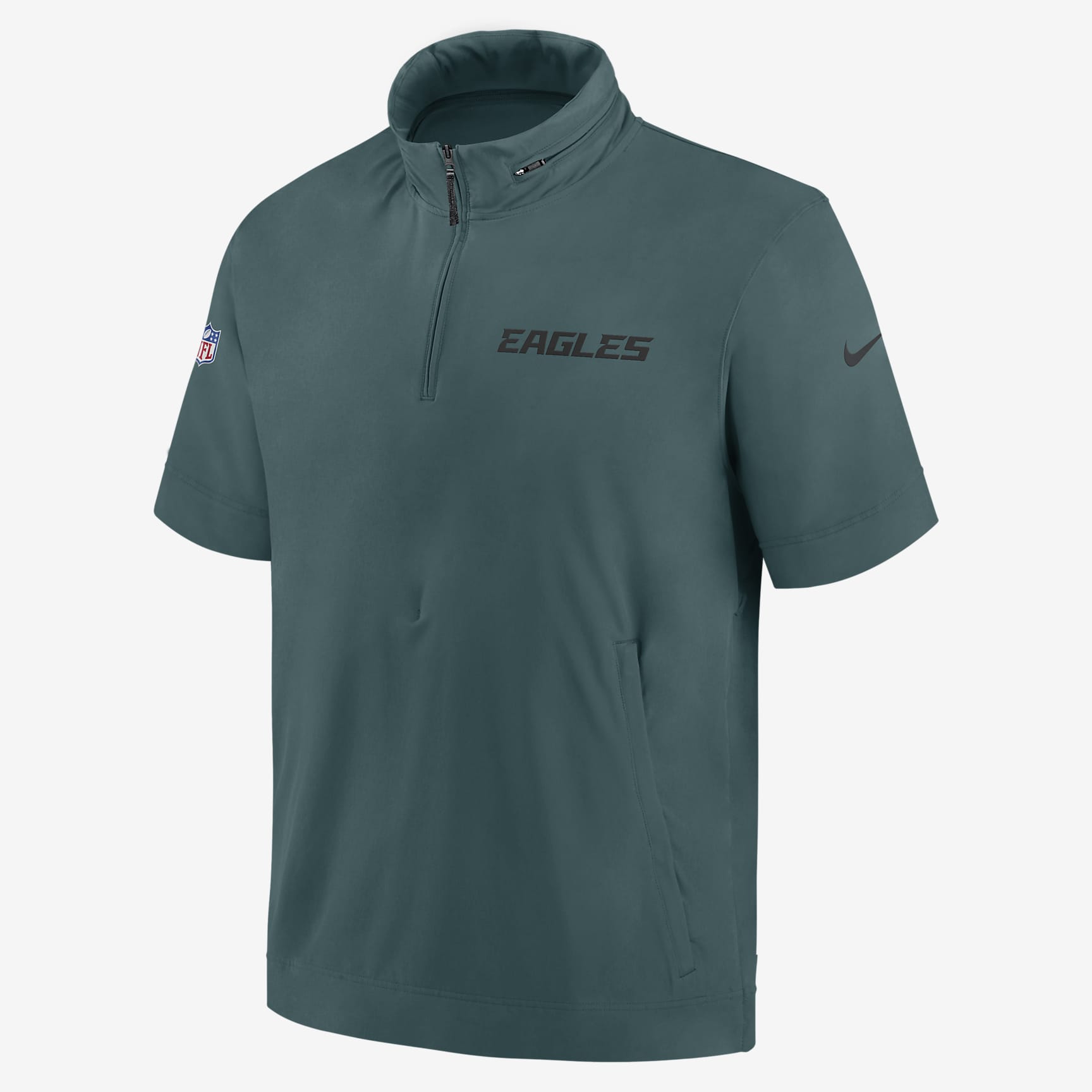 Philadelphia Eagles Sideline Coach Men's Nike NFL 1/2-Zip Short-Sleeve Hooded Jacket