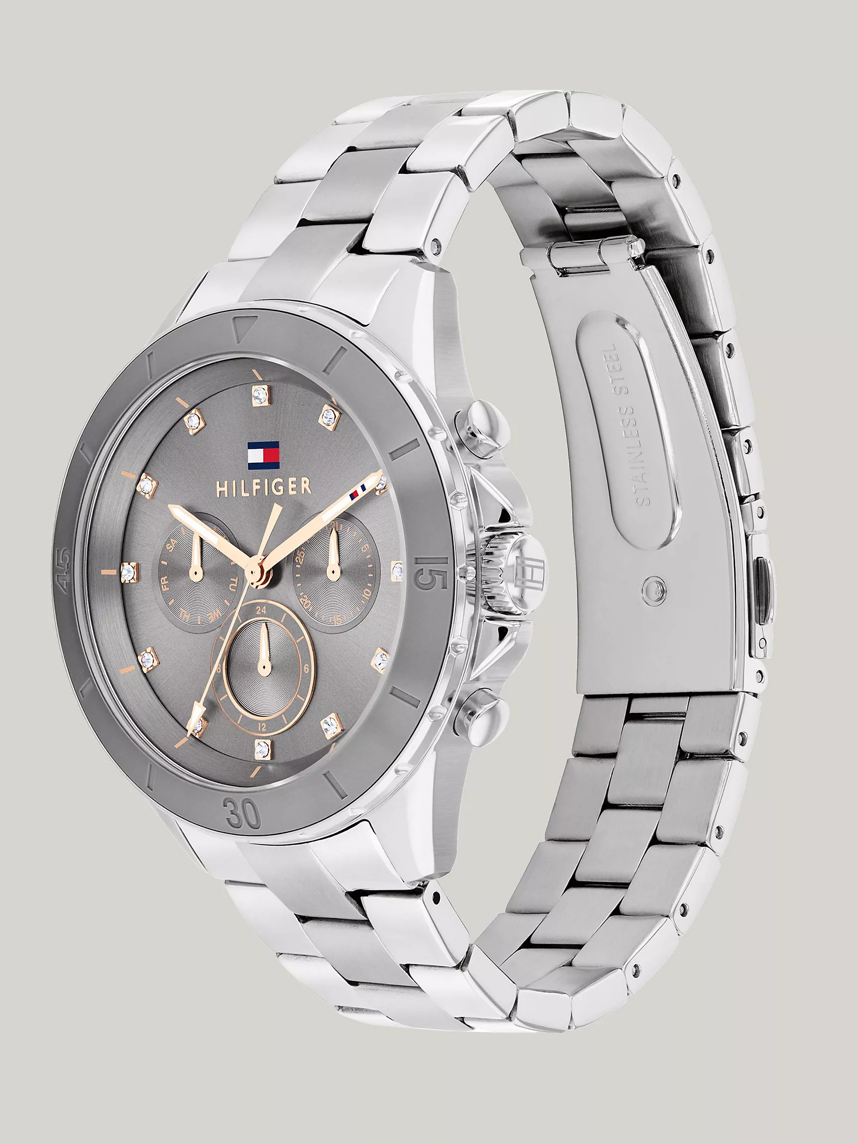 Женские часы Tommy Hilfiger, Часы 40 мм в стиле boyfriend с серым циферблатом