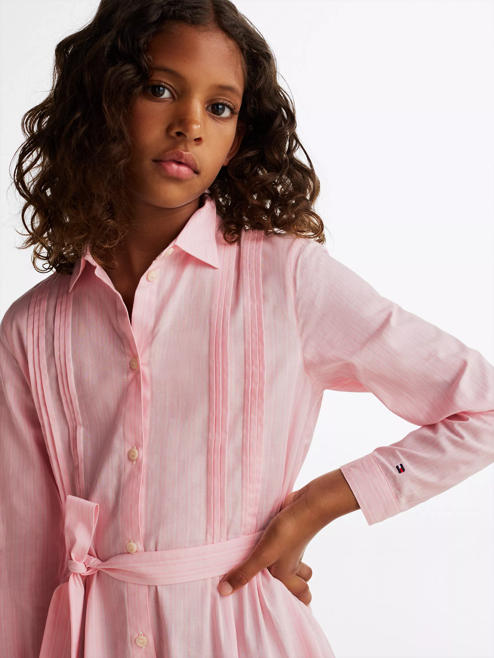 Платье для девочек Tommy Hilfiger, Детское платье-рубашка в полоску с длинным рукавом