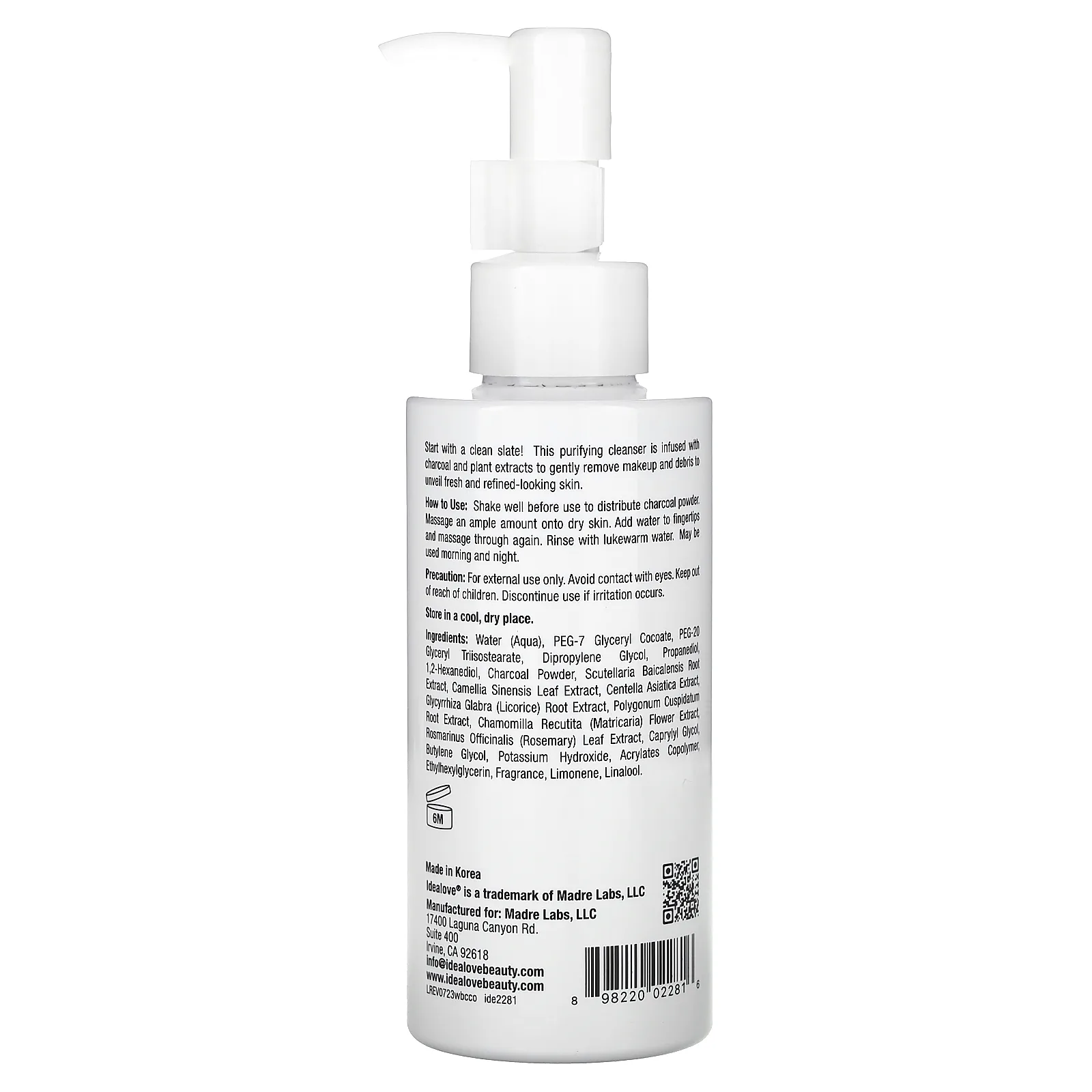 Idealove, очищающее масло с древесным углем для восстановления баланса кожи, 145 мл (4,9 жидк. унции)